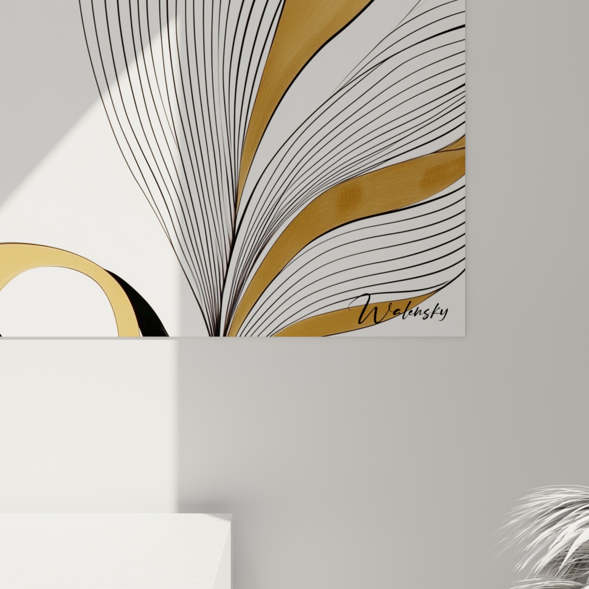 Détail des lignes dorées et noires du Bélier révélant la finesse du tracé et le grain de l'impression