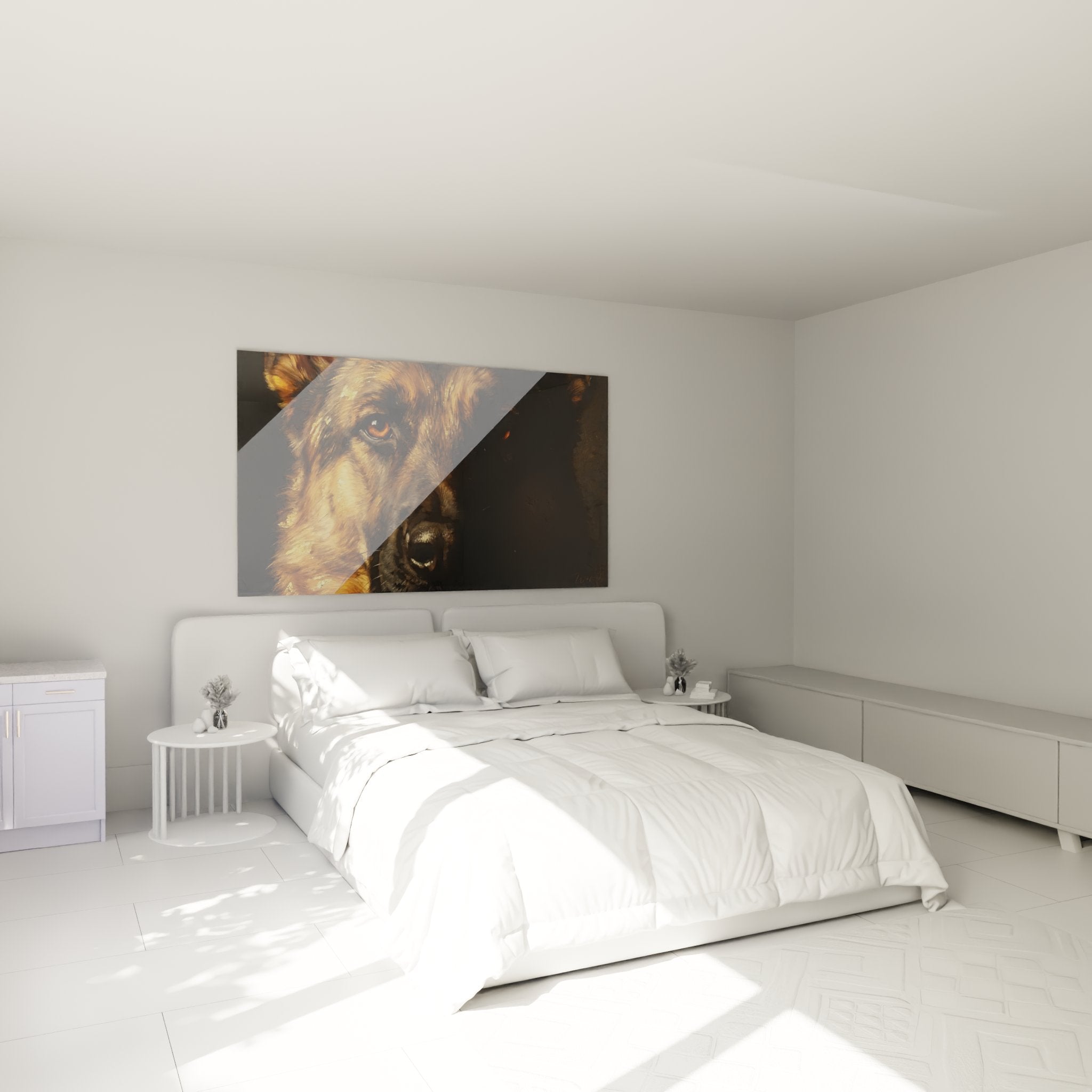 Tableau Berger Allemand au regard intense décorant élégamment une chambre moderne