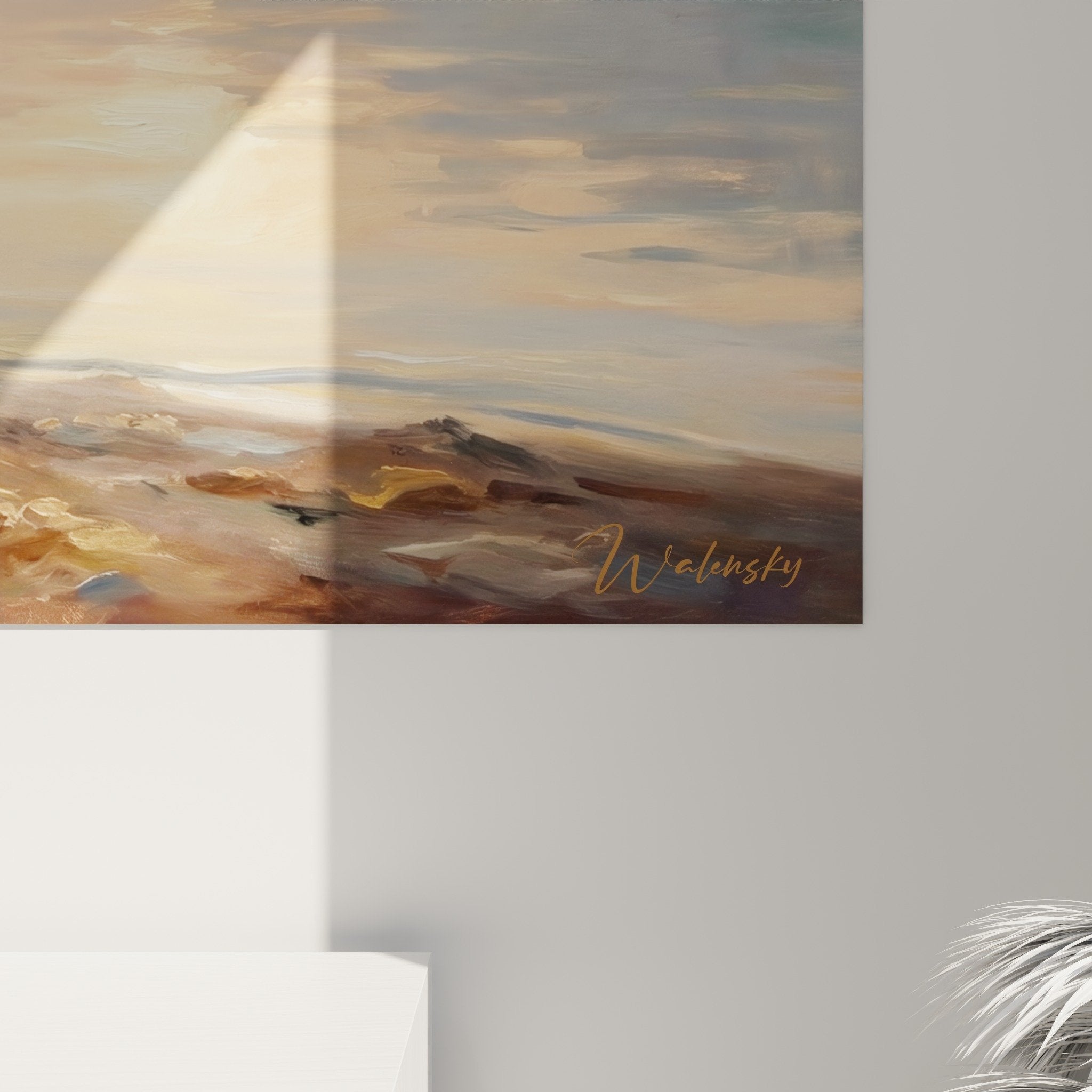 Vue ensemble tableau berger australien coucher soleil reflets eau ambiance doree lumiere chaude