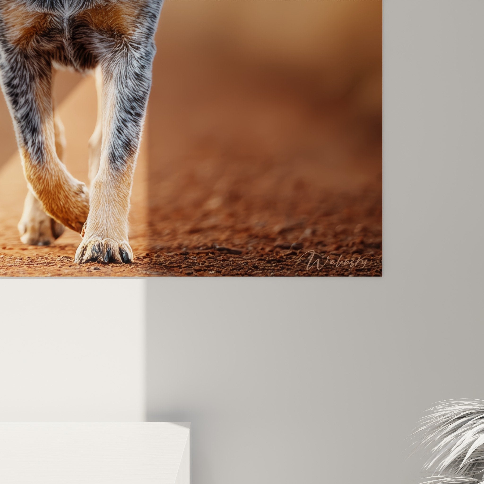 Vue ensemble tableau Australian Cattle Dog salon decoration murale art animalier contemporain