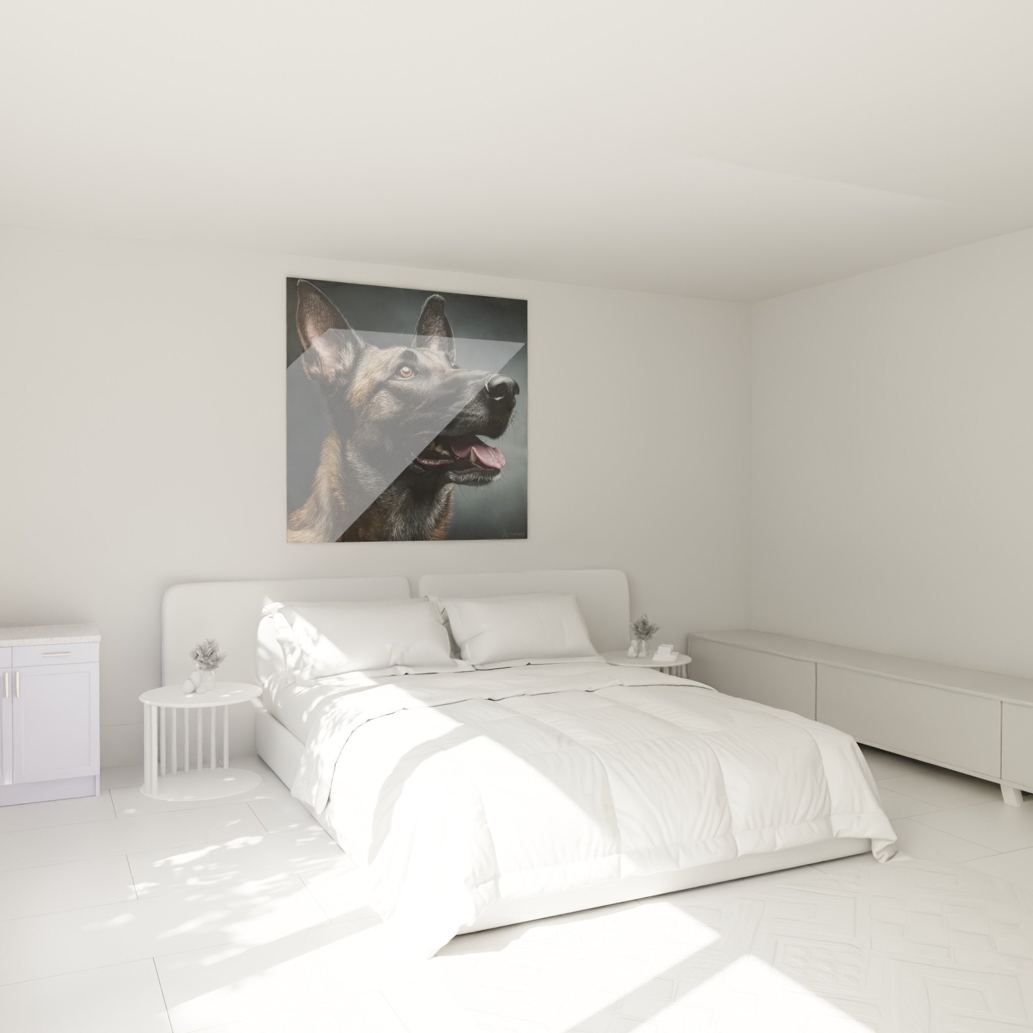 Belgischer Schäferhund Malinois Porträt Wandbild Schlafzimmer Wanddekoration realistische Tierkunst