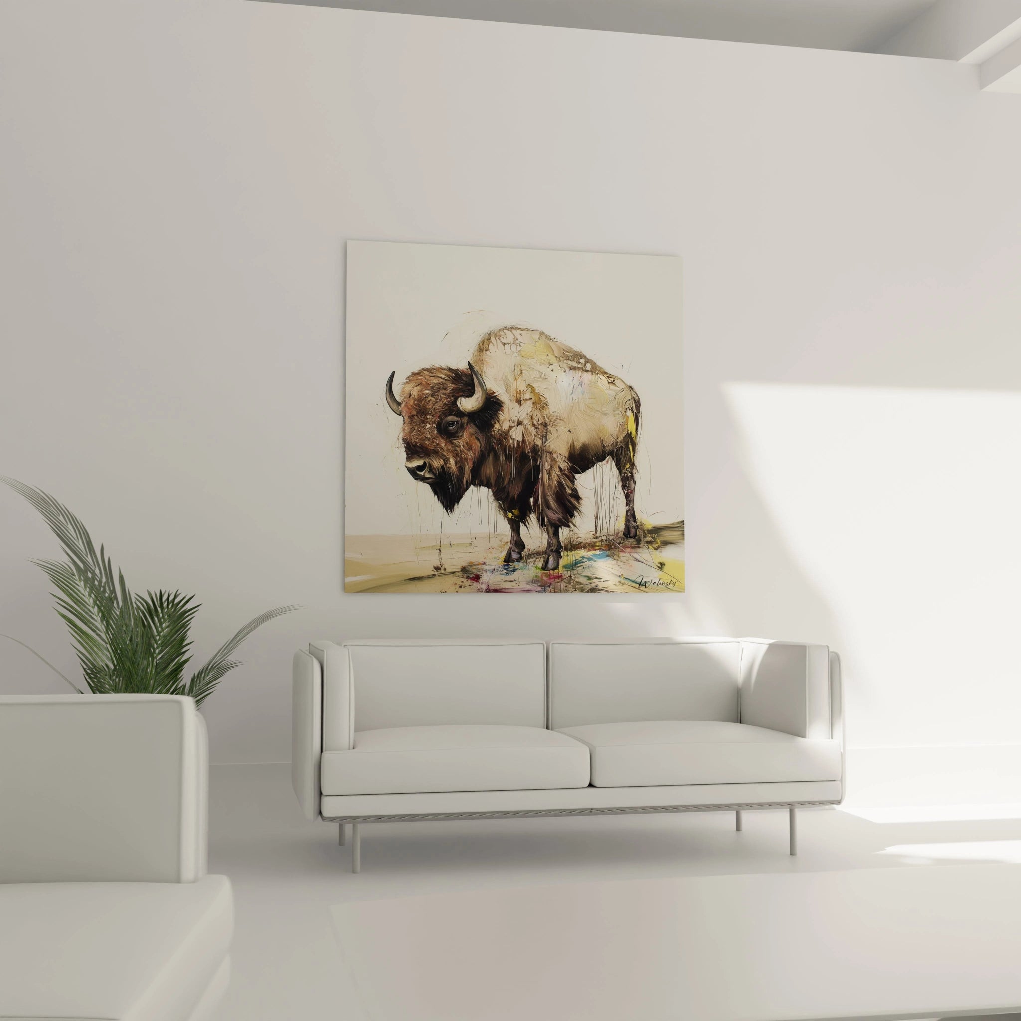 Tableau de bison Walensky avec des couleurs vibrantes pour décorer votre intérieur moderne