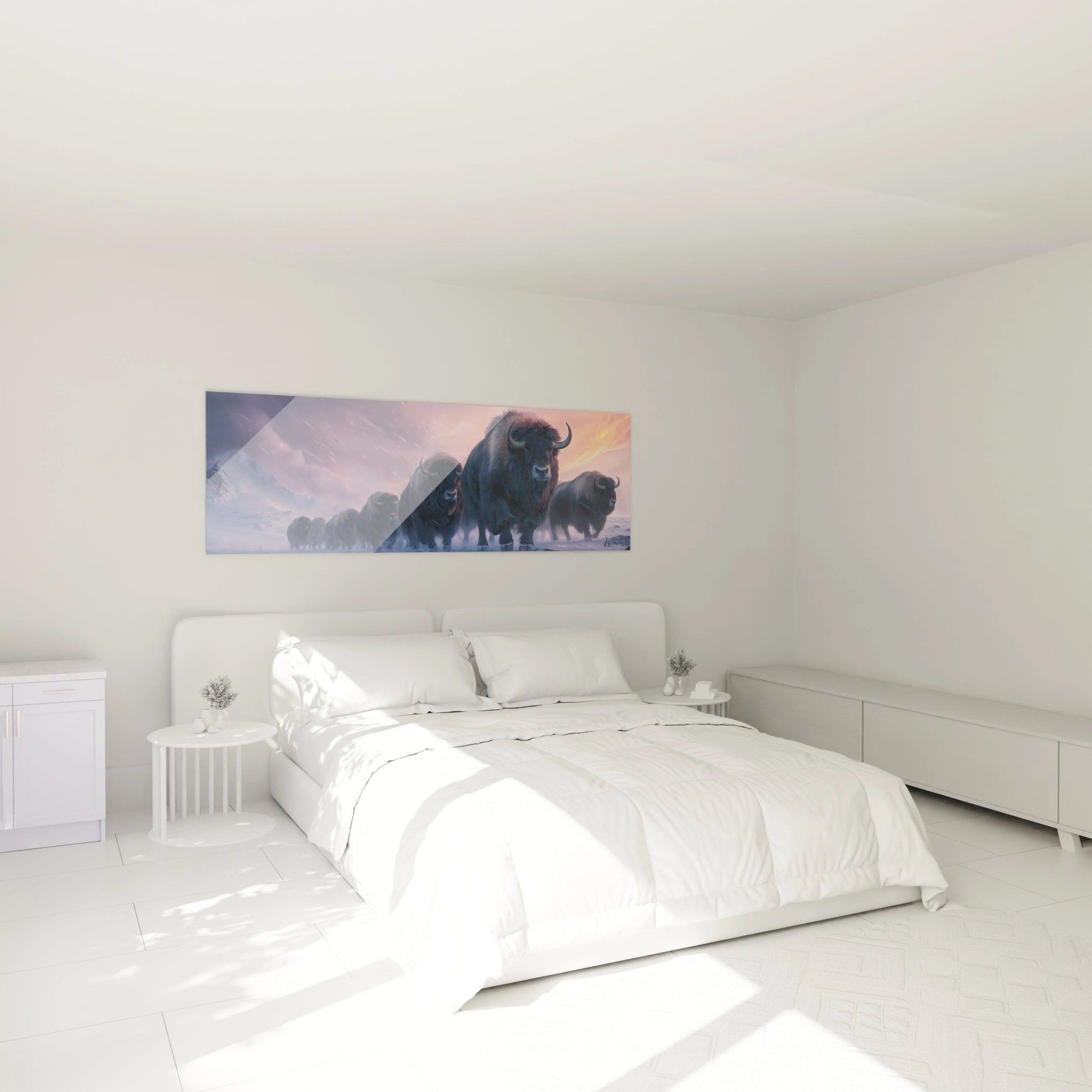 Tableau bison de Walensky pour décoration murale dans une chambre lumineuse