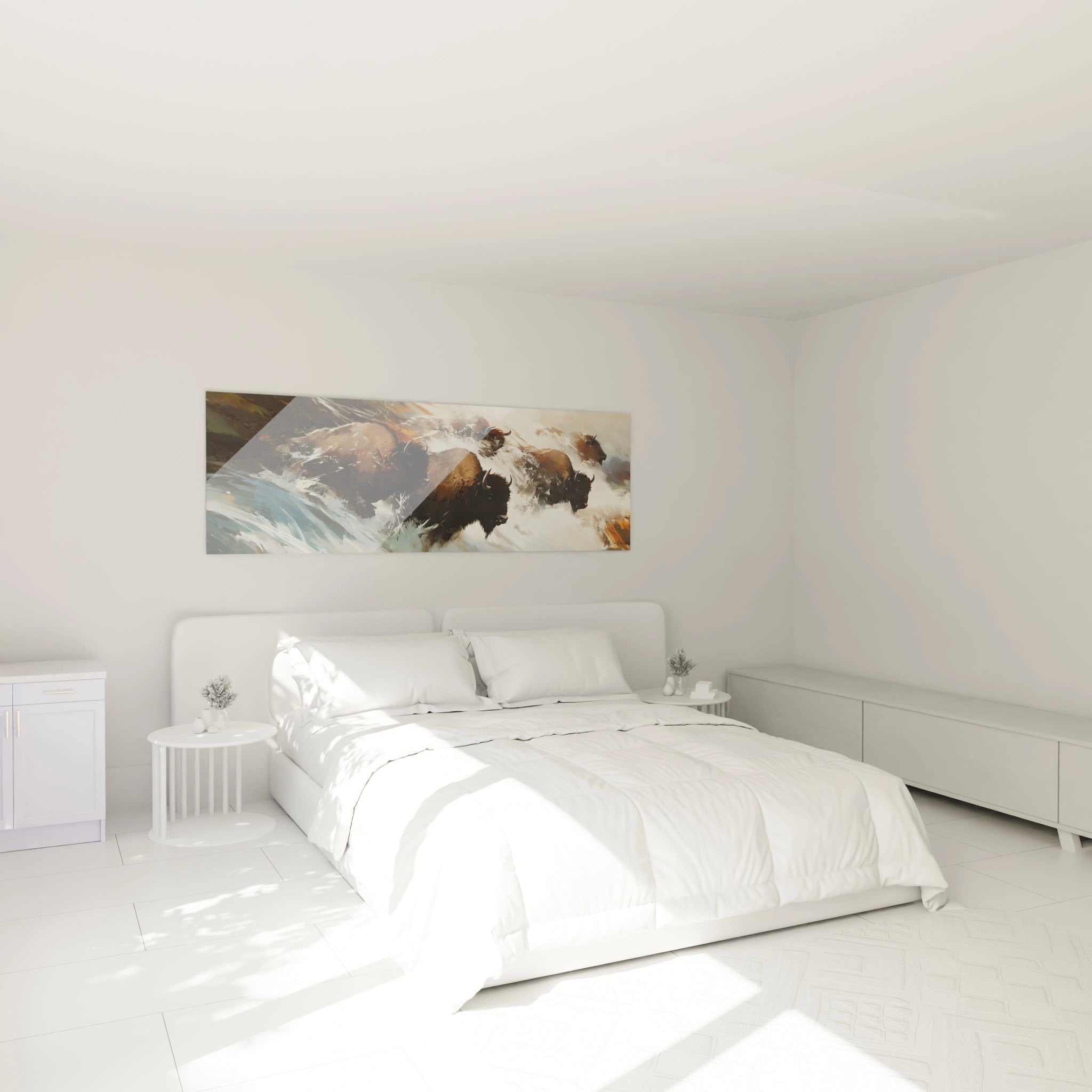Tableau bison Walensky décoratif pour une chambre moderne avec couleurs naturelles
