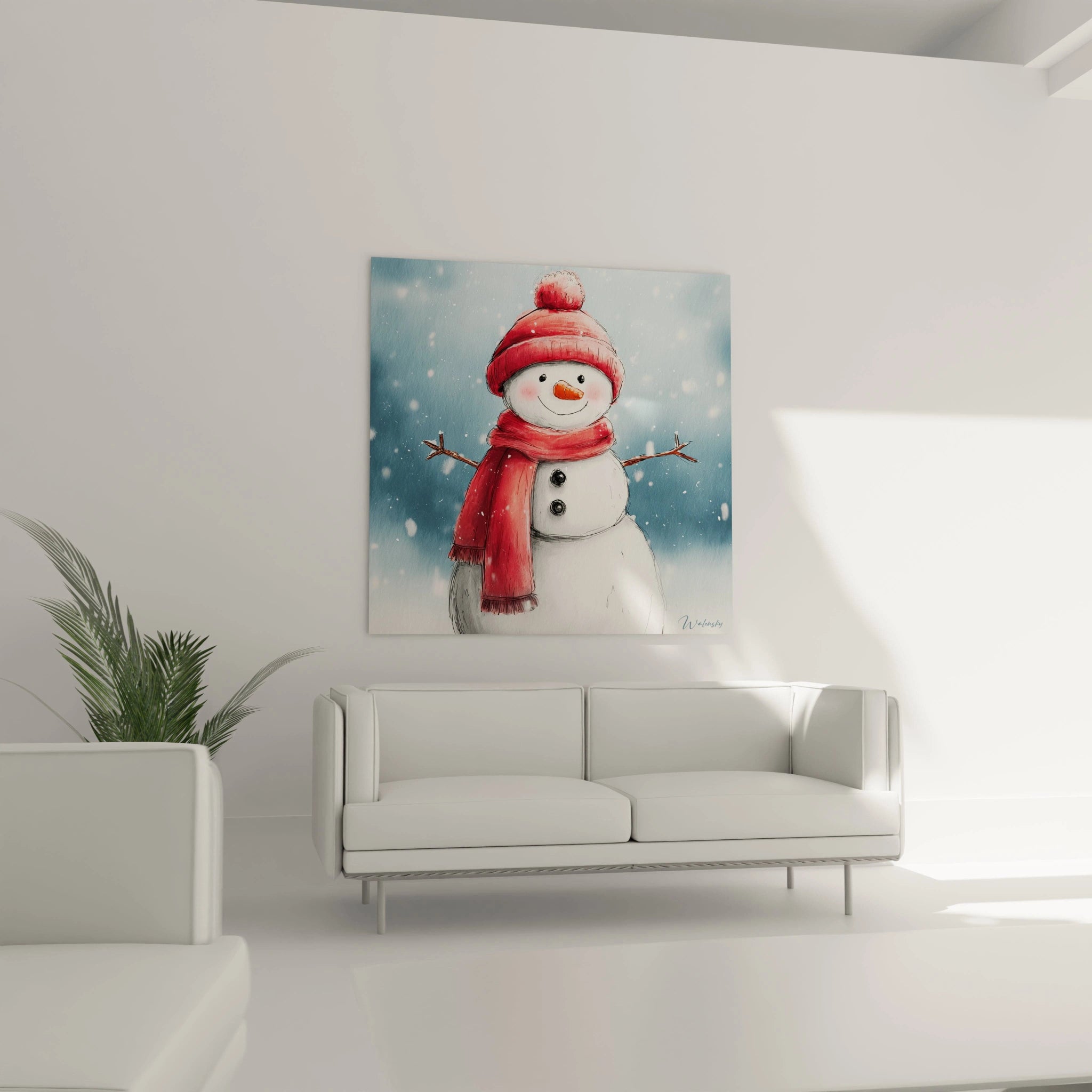 Tableau bonhomme neige Compagnon du Père Noël - édition Noël - Walensky