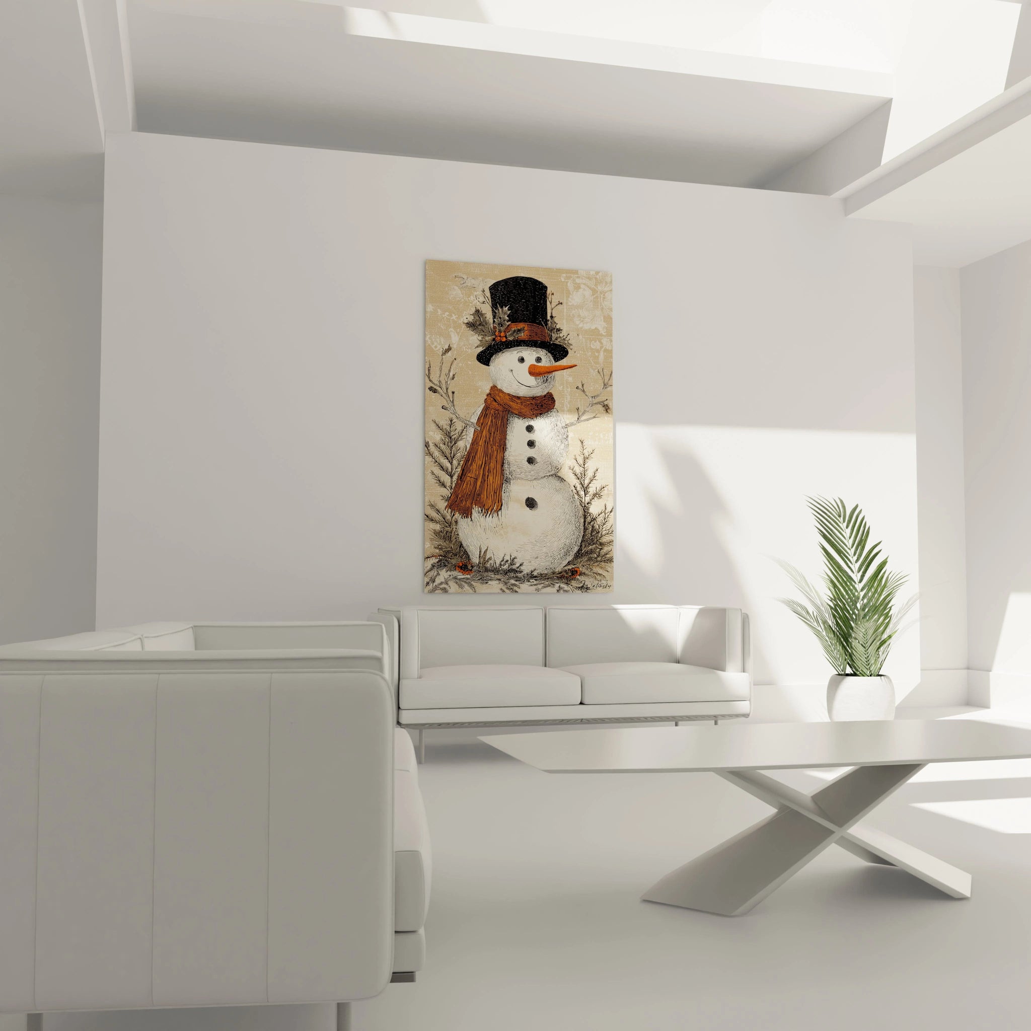 Tableau Bonhomme Orange et noir du grand froid - édition Noel - Walensky