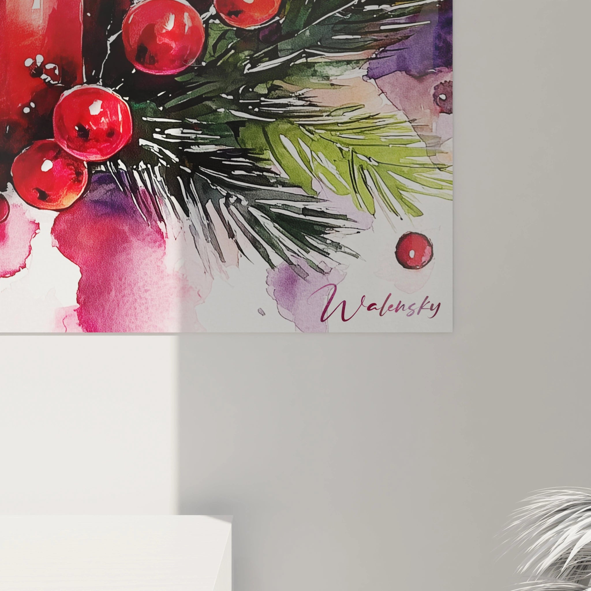 Tableau bougies lueurs du réveillon par Walensky avec des éléments festifs et des couleurs vives