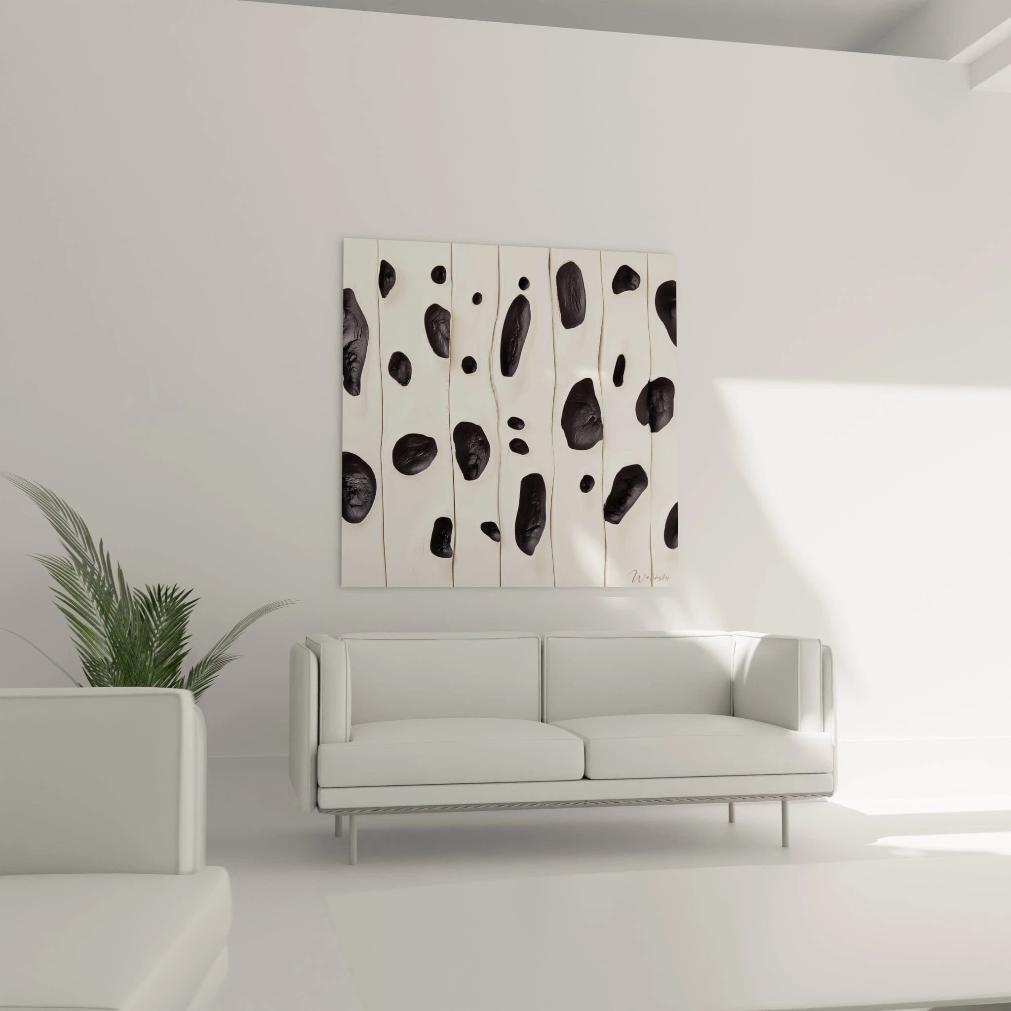 Tableau tacheté noir et blanc de Walensky, moderne et élégant, idéal pour décorer votre salon