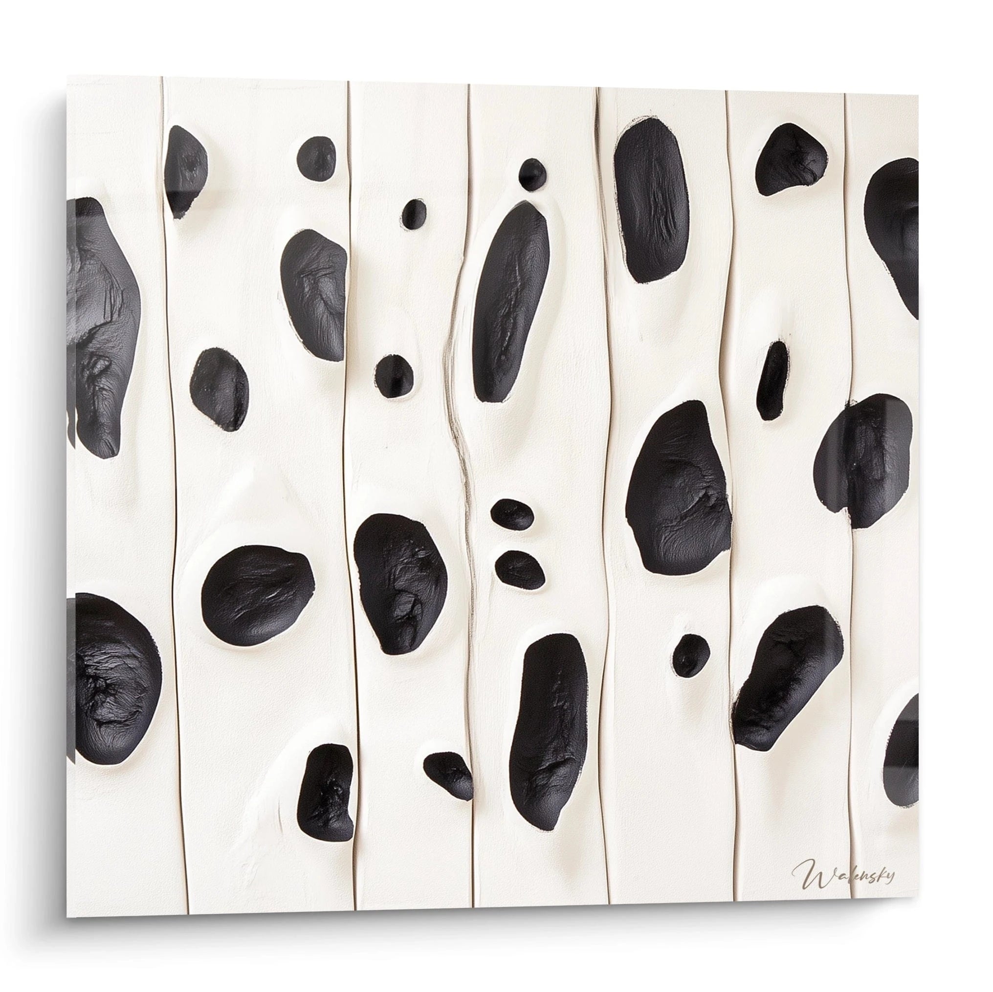 Tableau tacheté noir et blanc de Walensky sur toile avec design contemporain élégant
