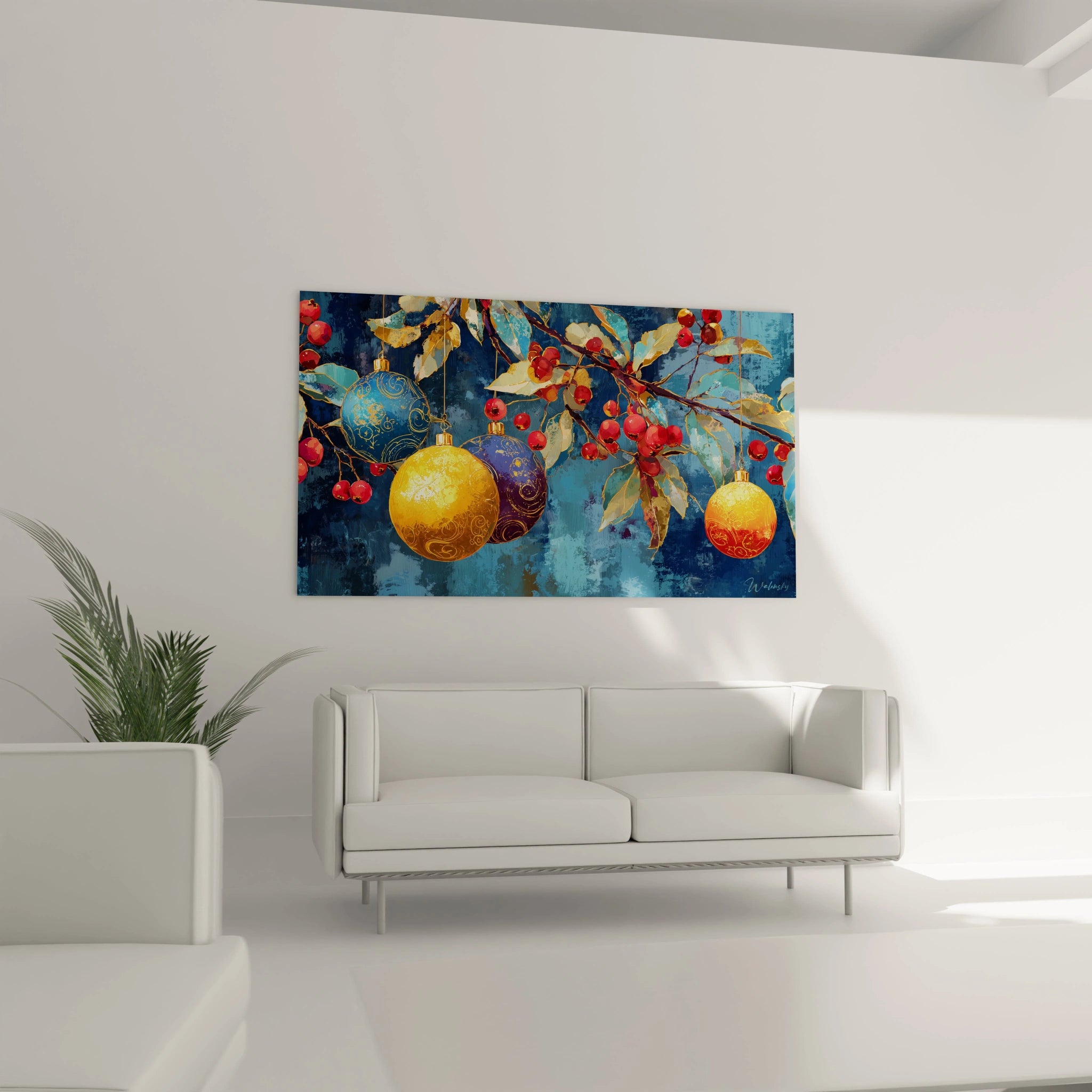 Tableau décoratif boules de Noël de Walensky avec des couleurs vives et design élégant