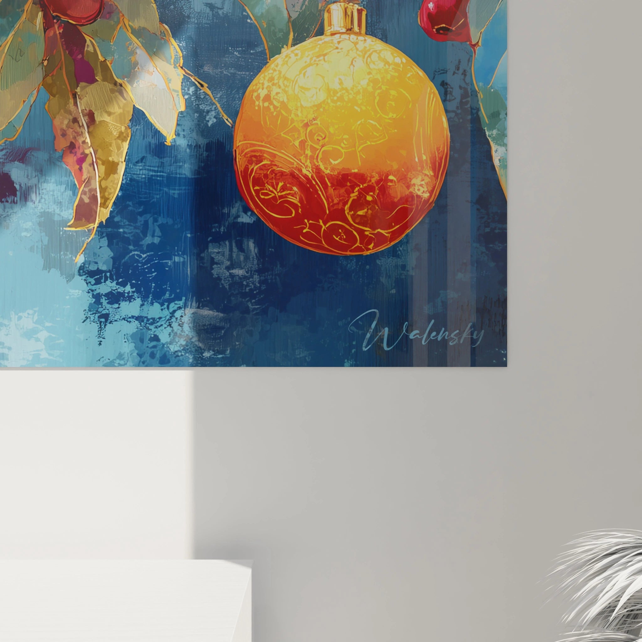 Tableau décoratif boules de Noël de Walensky avec des couleurs vives et des motifs festifs