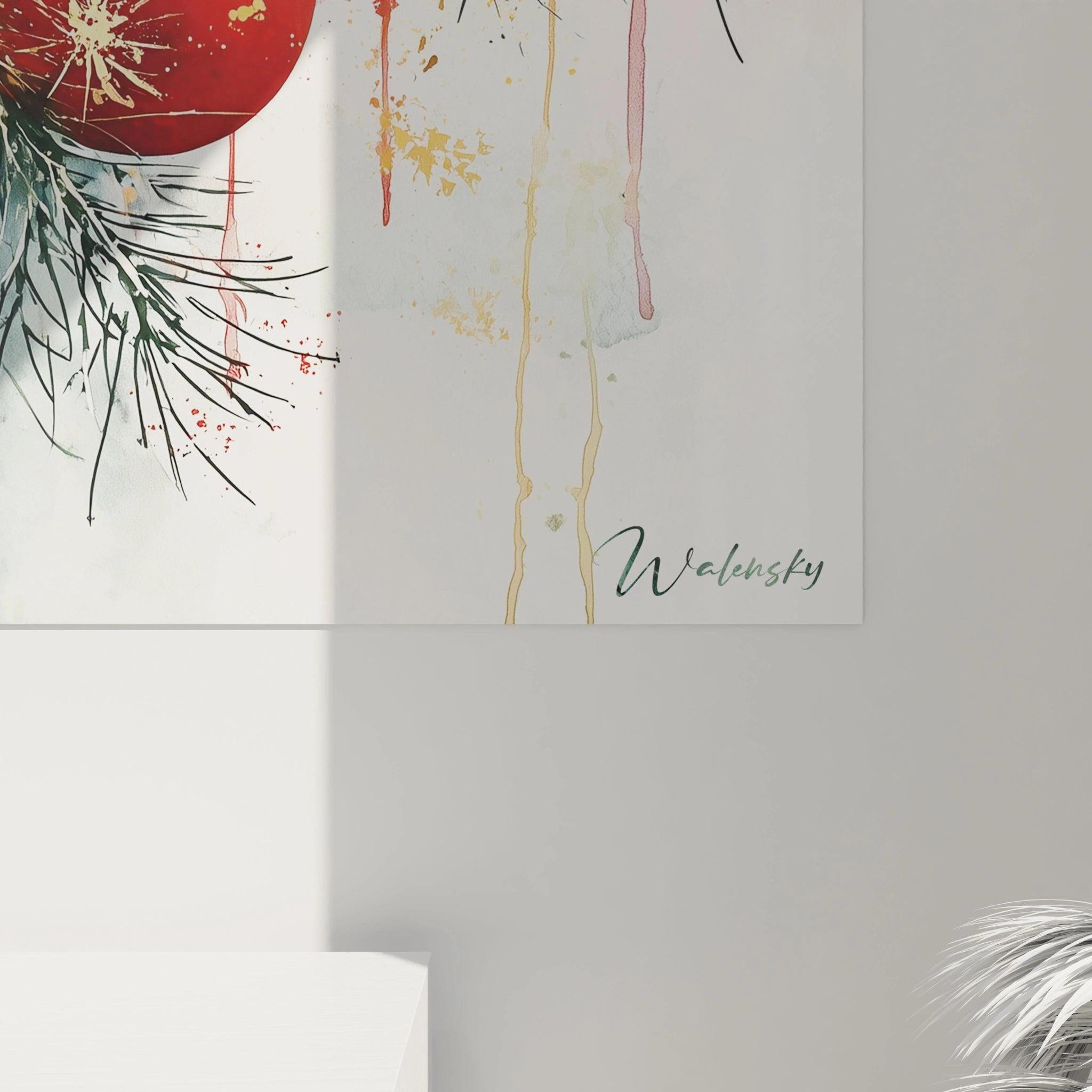 Tableau de Noël moderne de Walensky avec un décor festif et des couleurs vives