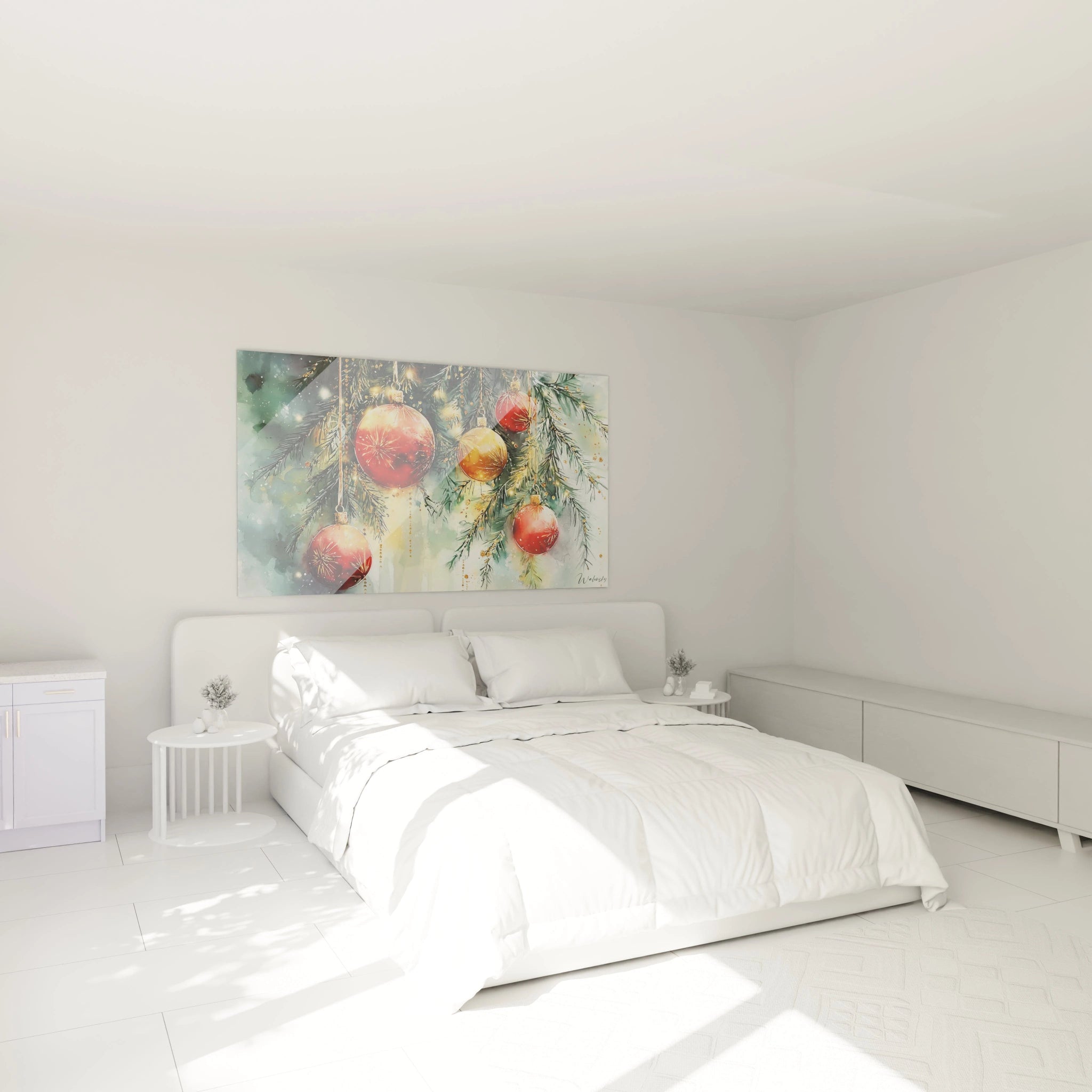 Tableau décoration Noël de Walensky avec des boules de Noël colorées pour la décoration intérieure