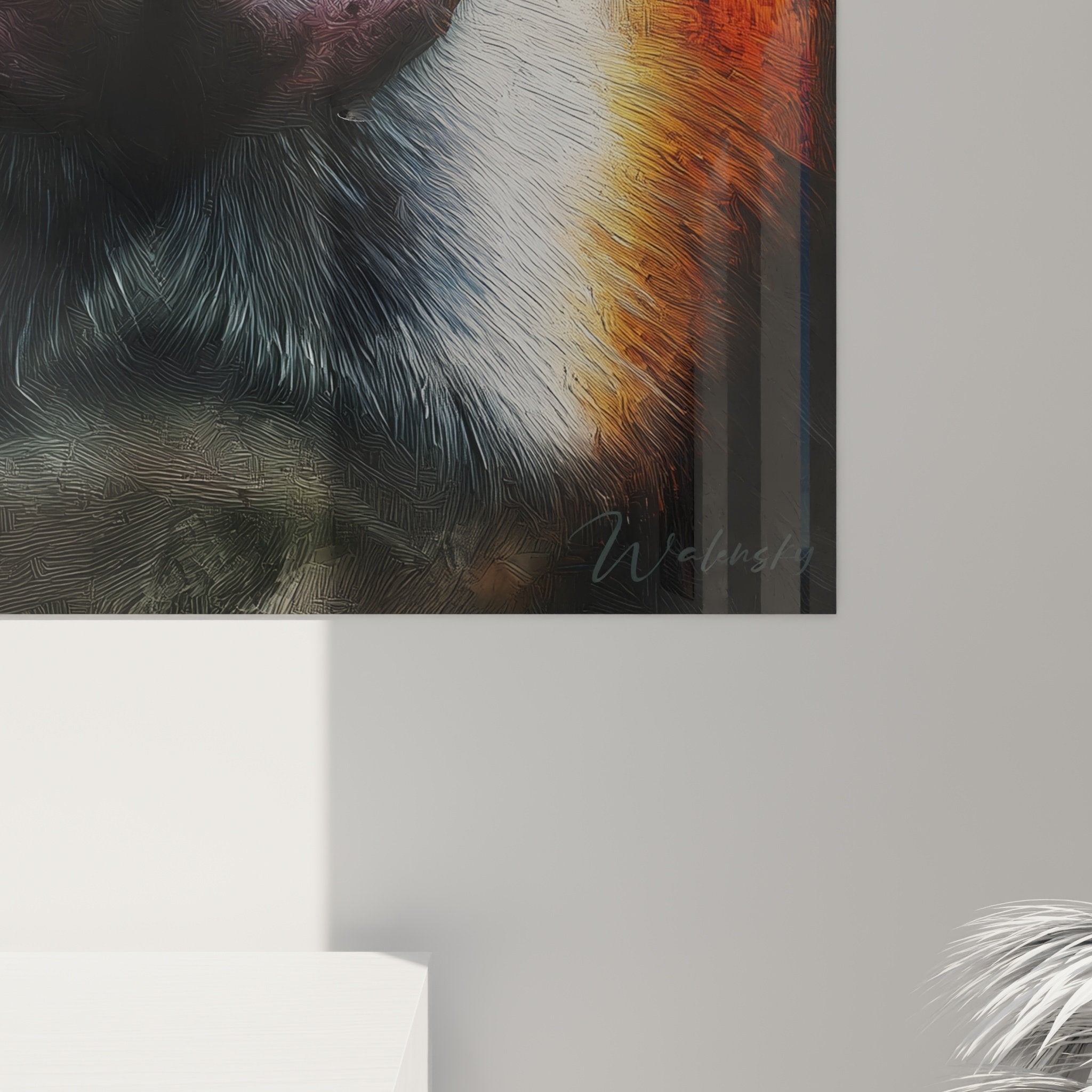 Bernese Mountain Dog portrait modern artwork elegant sophisticated interior decoration view