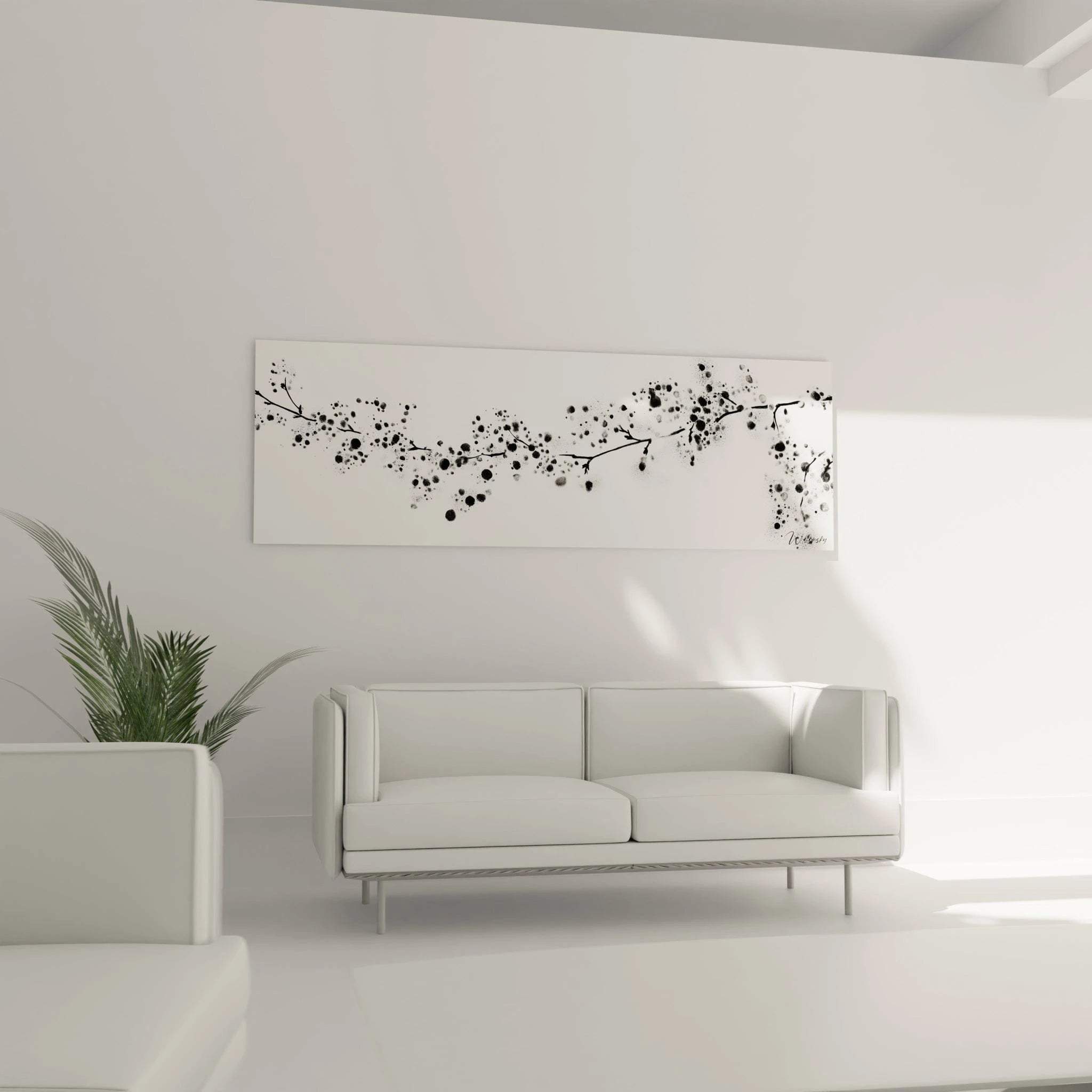 Tableau Branche Éternelle Blanche - édition tachetée noir et blanc - Walensky