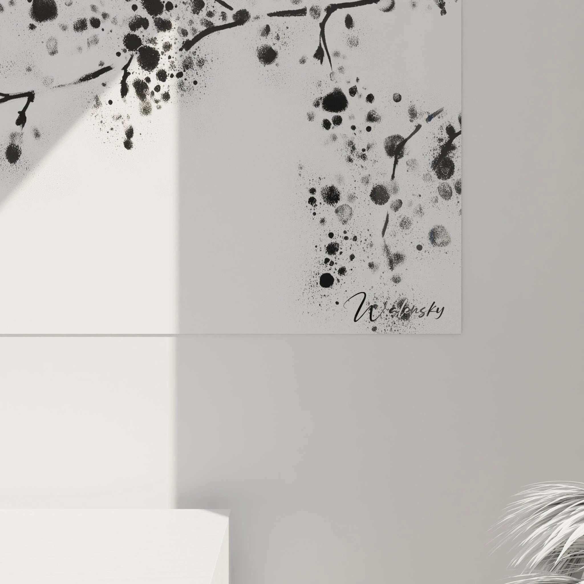 Tableau Branche Éternelle Blanche - édition tachetée noir et blanc - Walensky