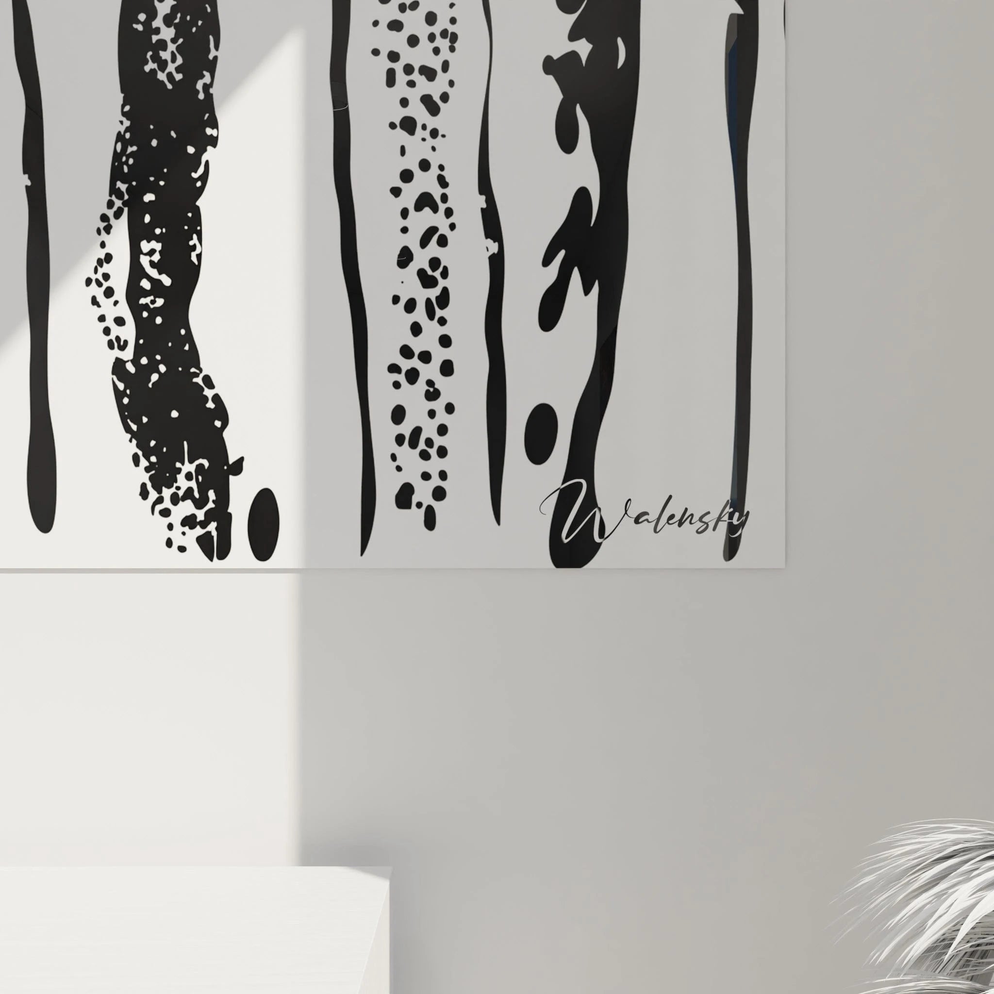 Tableau tacheté noir et blanc de Walensky, design moderne pour décoration intérieure élégante