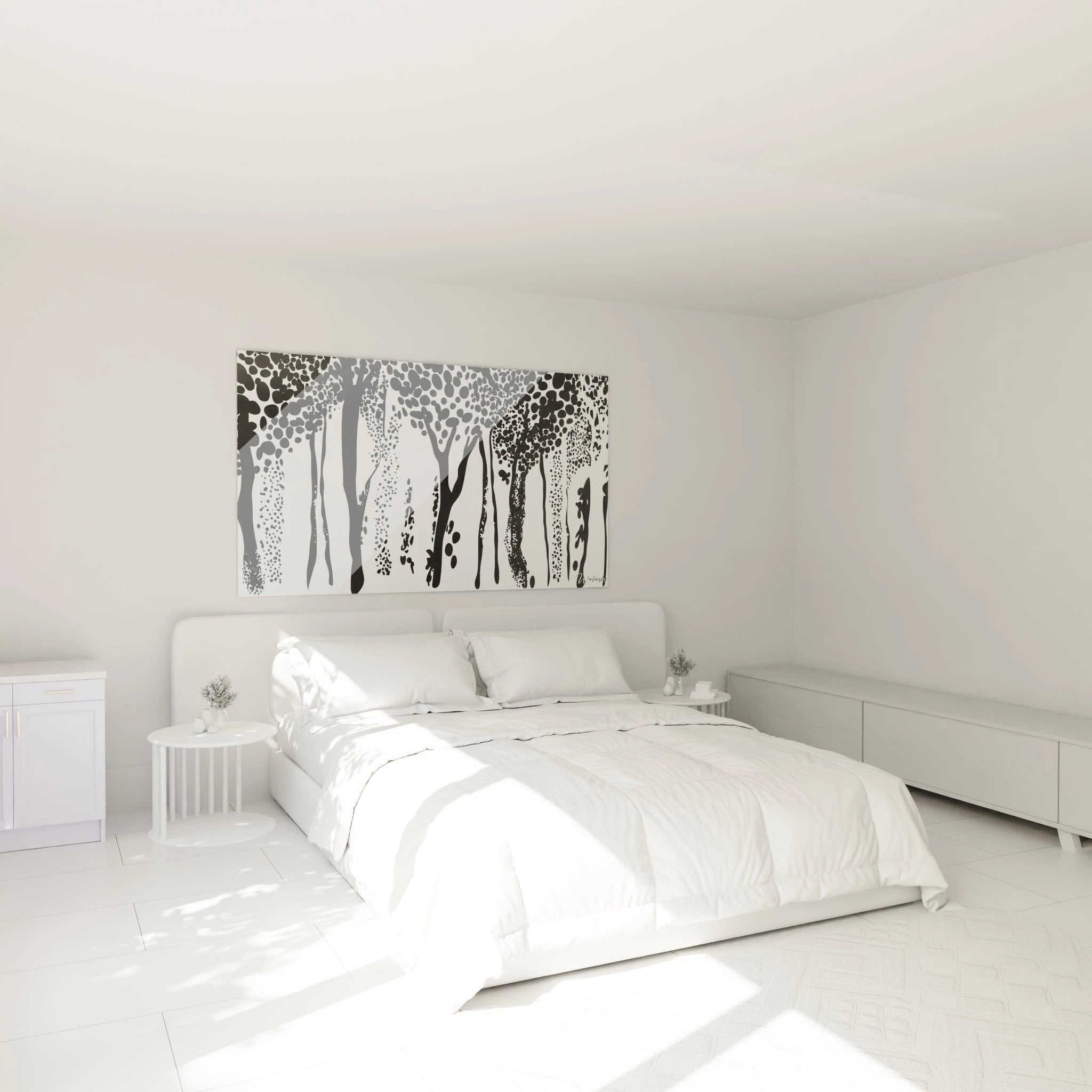 Tableau tacheté noir et blanc Walensky pour décoration moderne de chambre à coucher