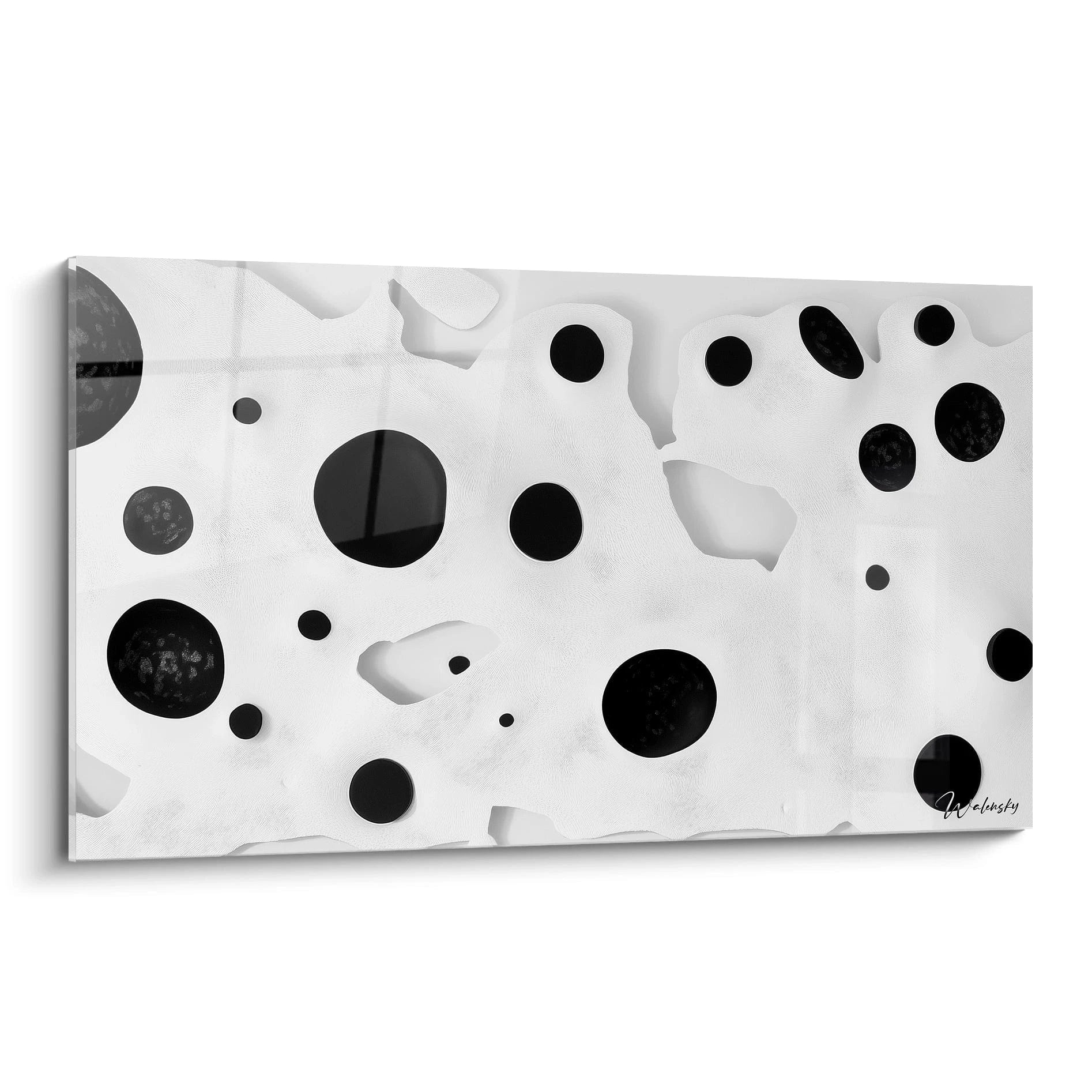 Speckled black and white Walensky wall art with modern geometric patterns for interior decoration