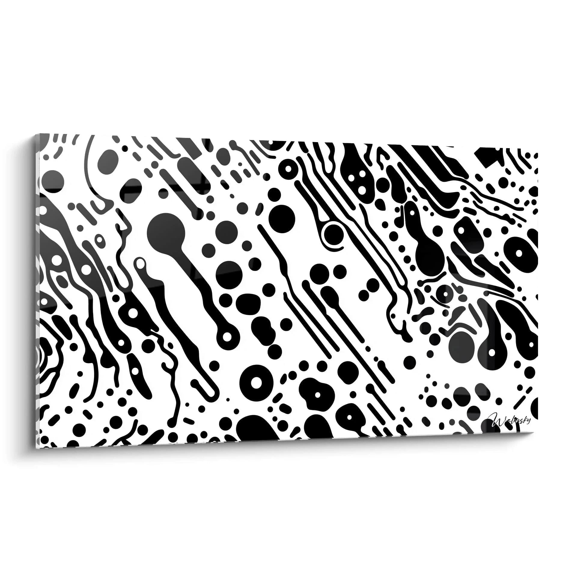 Tableau tacheté noir et blanc de Walensky avec motifs abstraits et modernes pour décorer votre intérieur