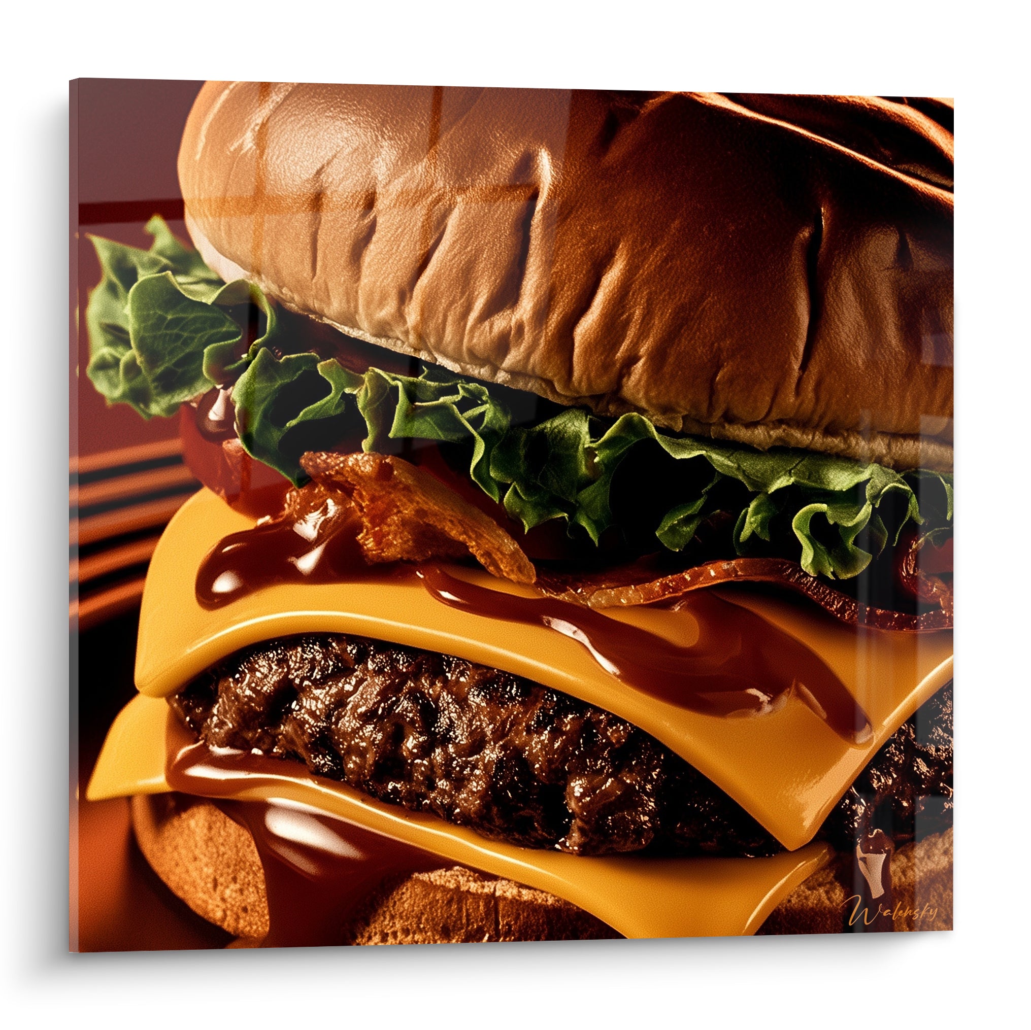 Cheeseburger doré et brun, fromage fondant et sauce dégoulinante sur viande grillée en plein cadre