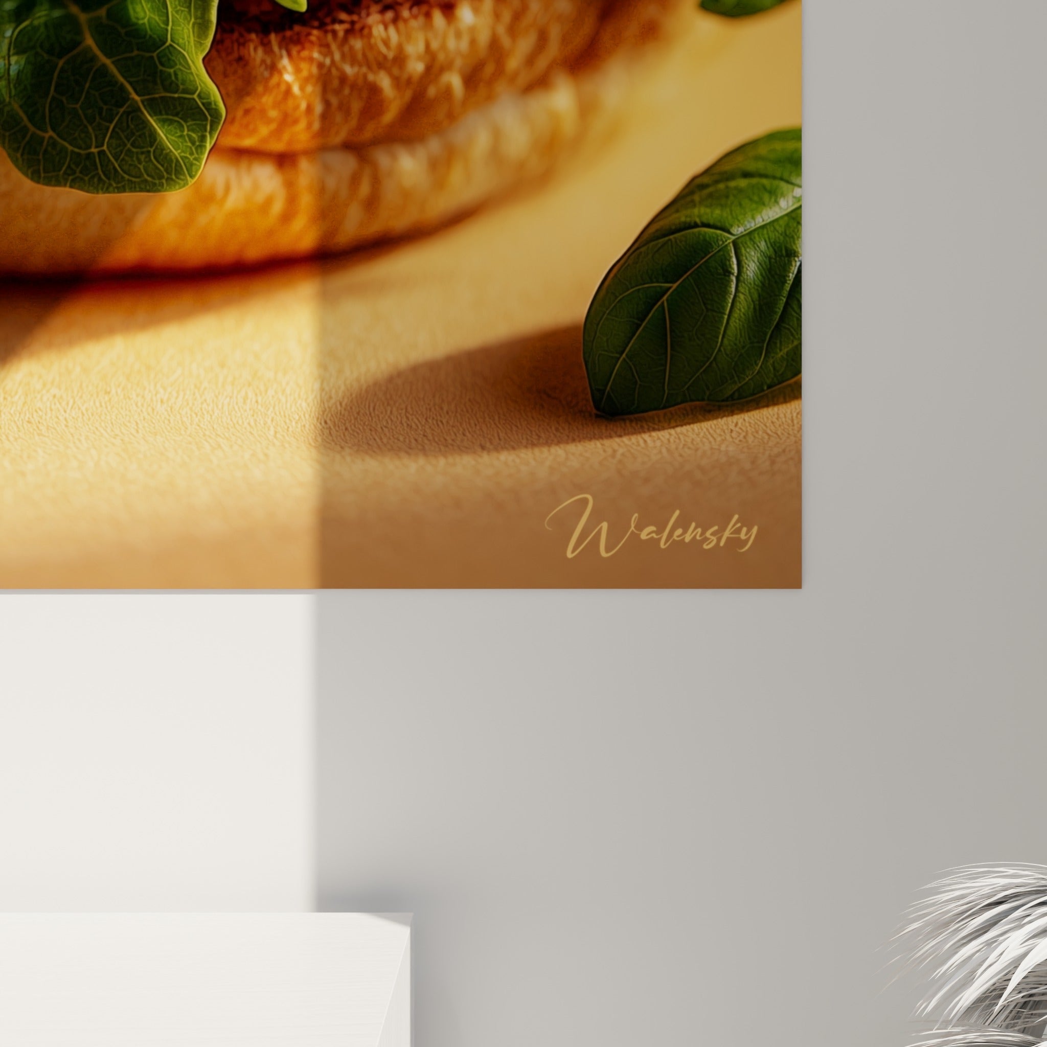 Empâtements dorés du pain et coulures crémeuses du fromage visibles en gros plan sur la toile