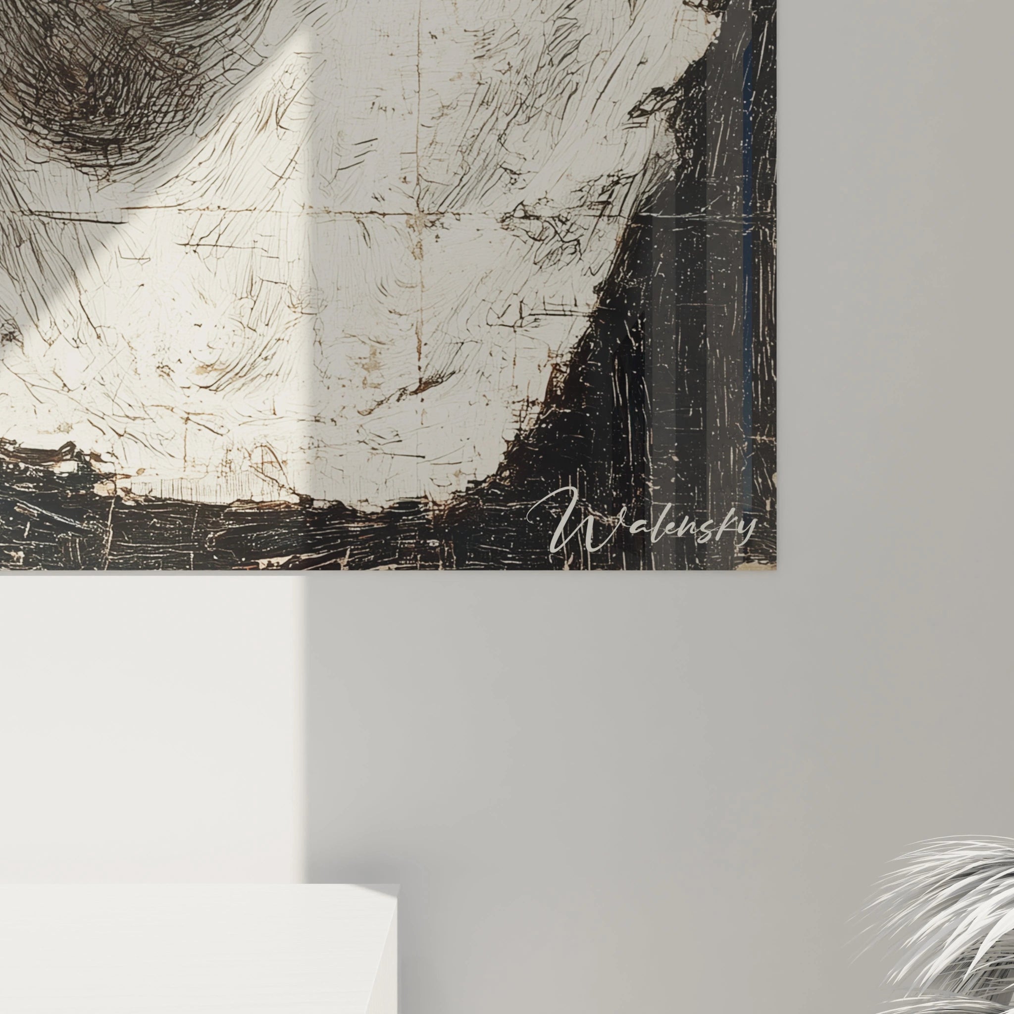 tableau buste marbre Alexandre le Grand par Walensky peinture murale gros plan d un buste antique en marbre sur mur clair