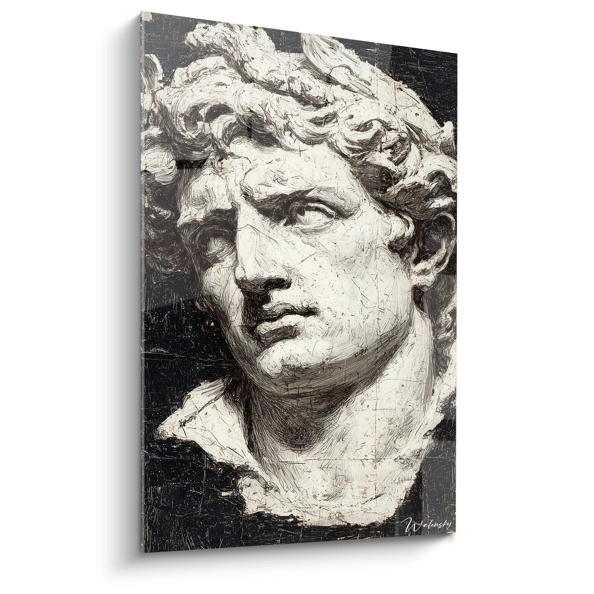 Tableau mural Walensky montrant un buste en marbre dAlexandre le Grand style sculptural tableau buste marbre Alexandre le Grand