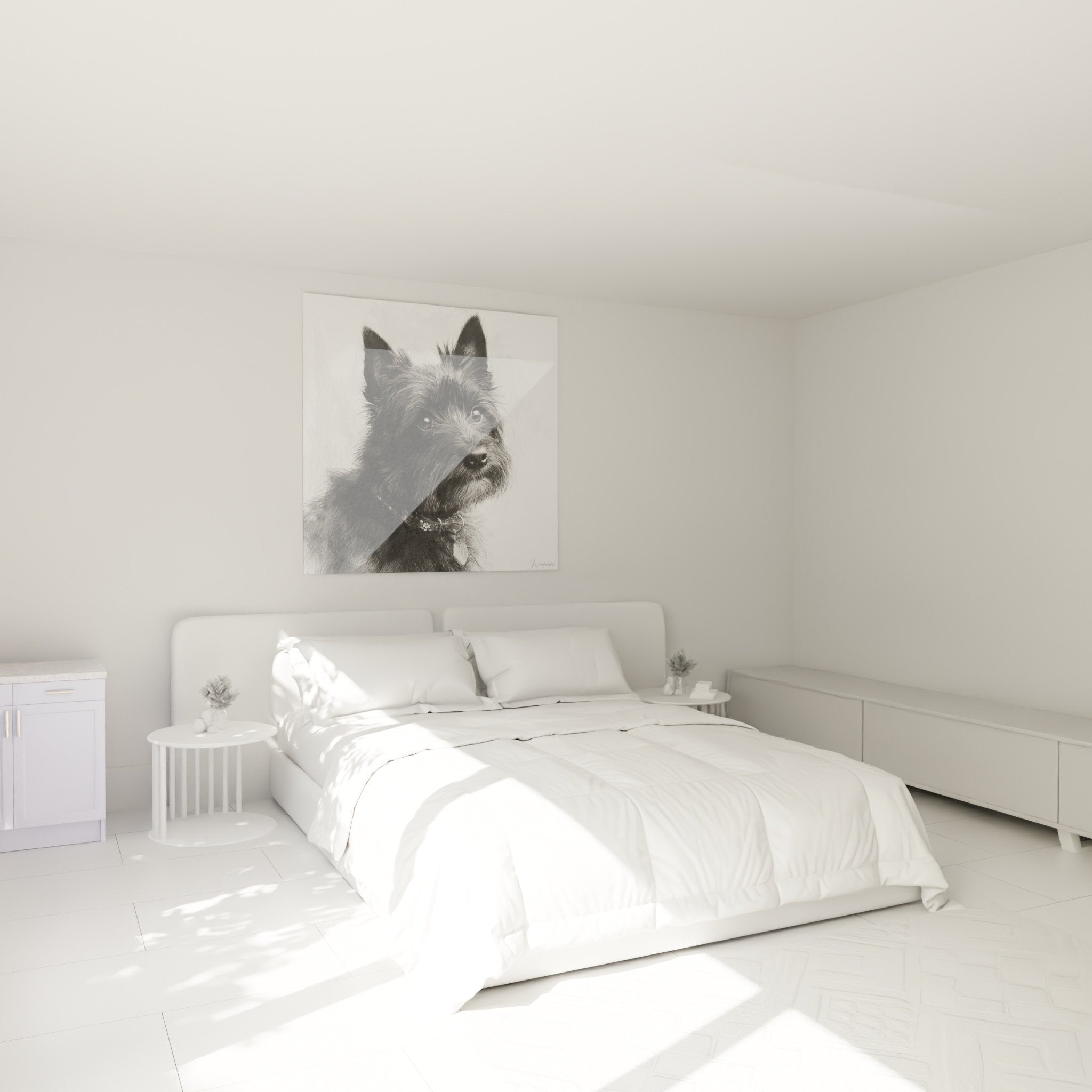 Porträttgemälde Cairn Terrier an der Wand aufgehängt Schlafzimmer elegante Wanddekoration