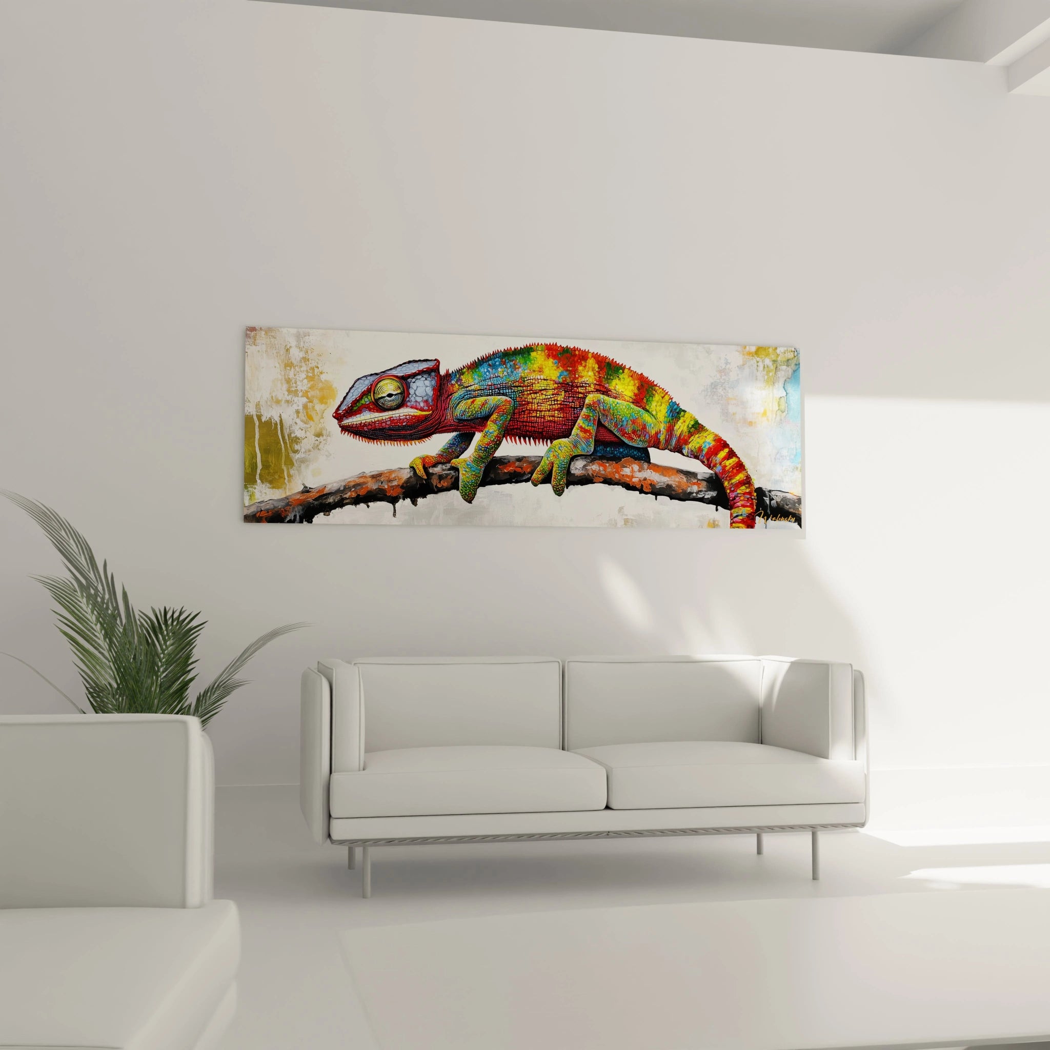 Tableau caméléon coloré de Walensky sur toile, parfait pour décorer un intérieur moderne