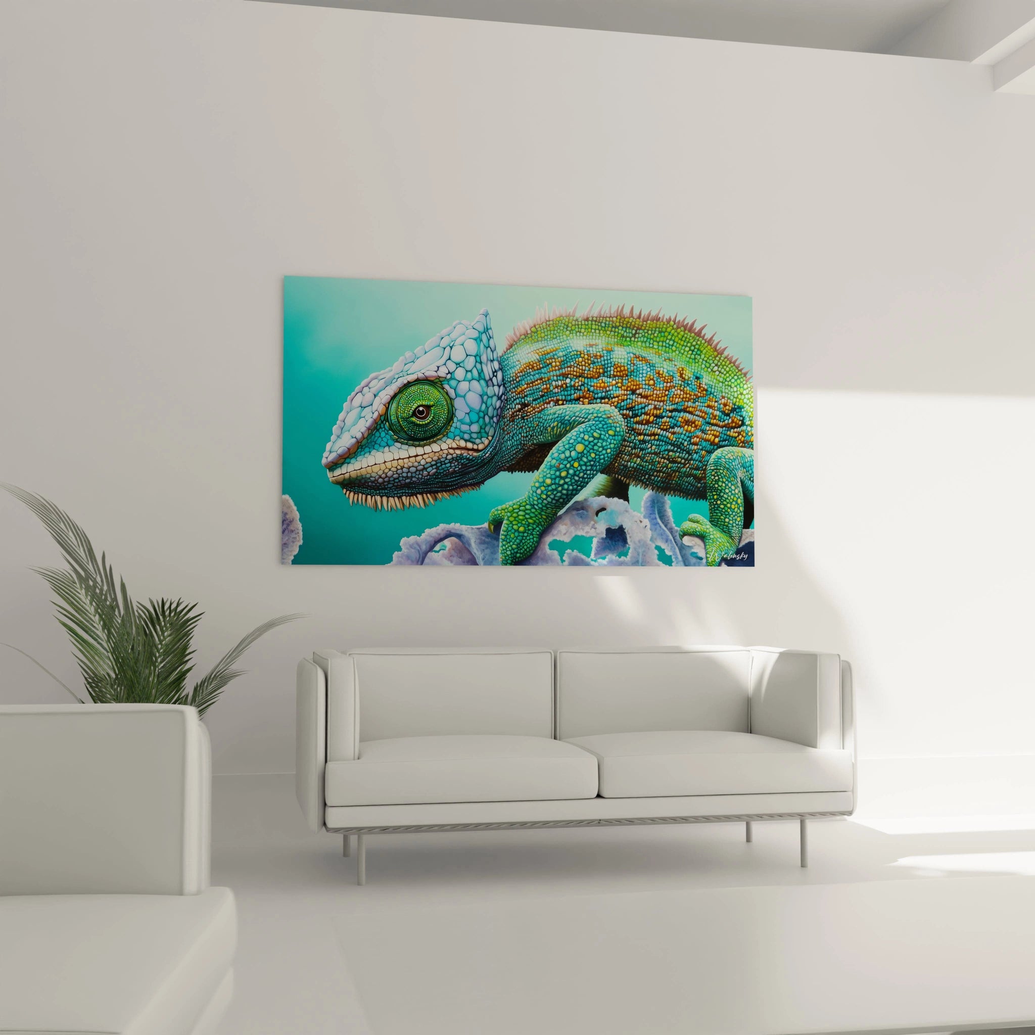 Tableau caméléon Walensky en couleurs vives, apportant une touche artistique à votre décoration intérieure