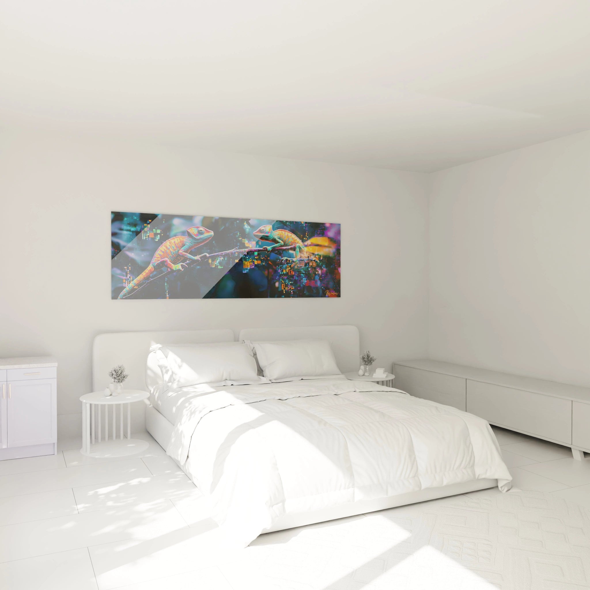 Tableau caméléon Walensky coloré pour décoration murale moderne dans une chambre lumineuse