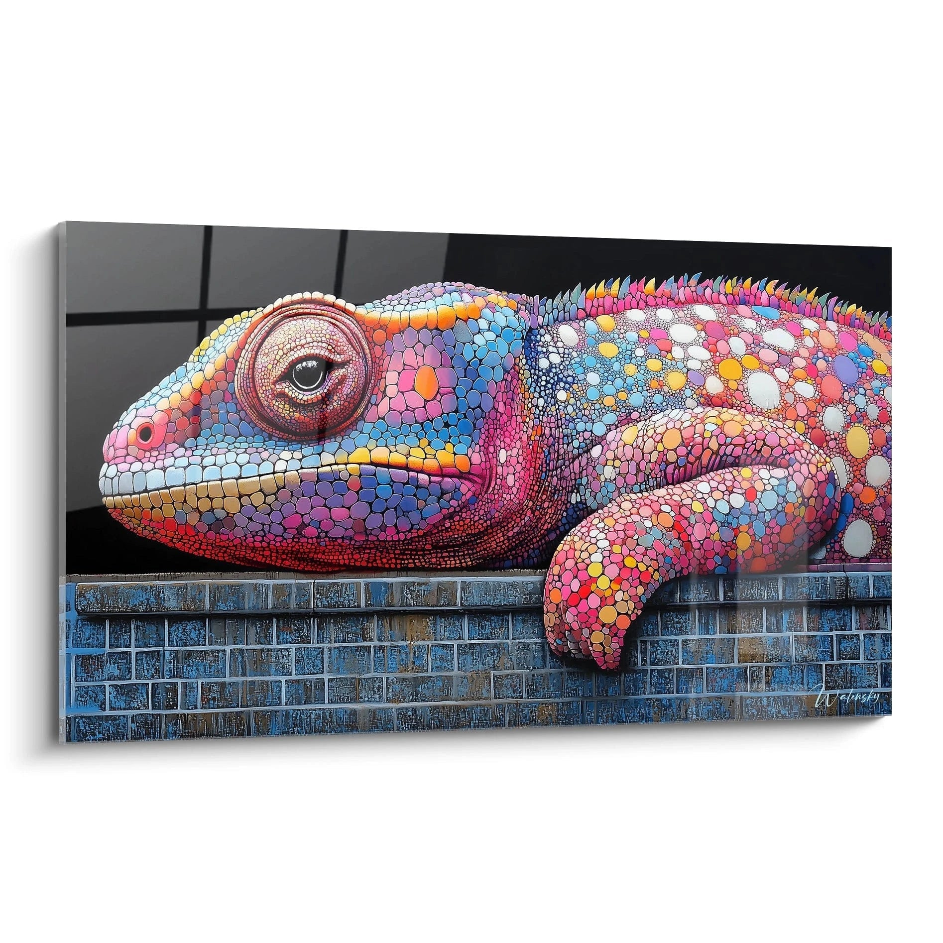Tableau caméléon coloré de Walensky, avec des détails vibrants et une texture réaliste