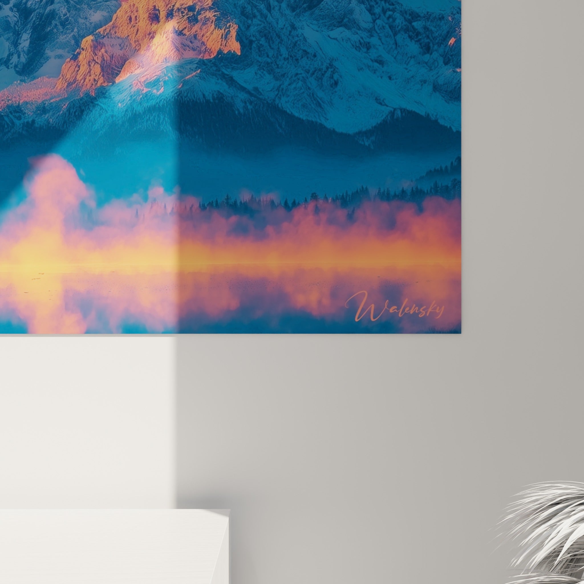 Détail de la toile montrant les nuances fauve et bleu marine, texture glacée et lueurs orangées du fourgon