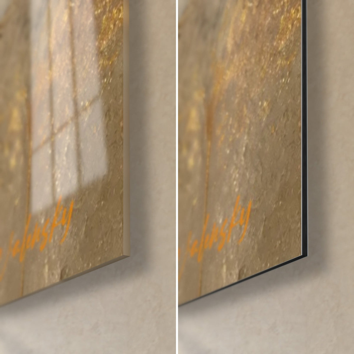 Quadro uccello acquatico con piumaggio ramato e beige, angolo in basso a destra in vetro acrilico lucido poi alluminio Dibond opaco, spessore 3 mm