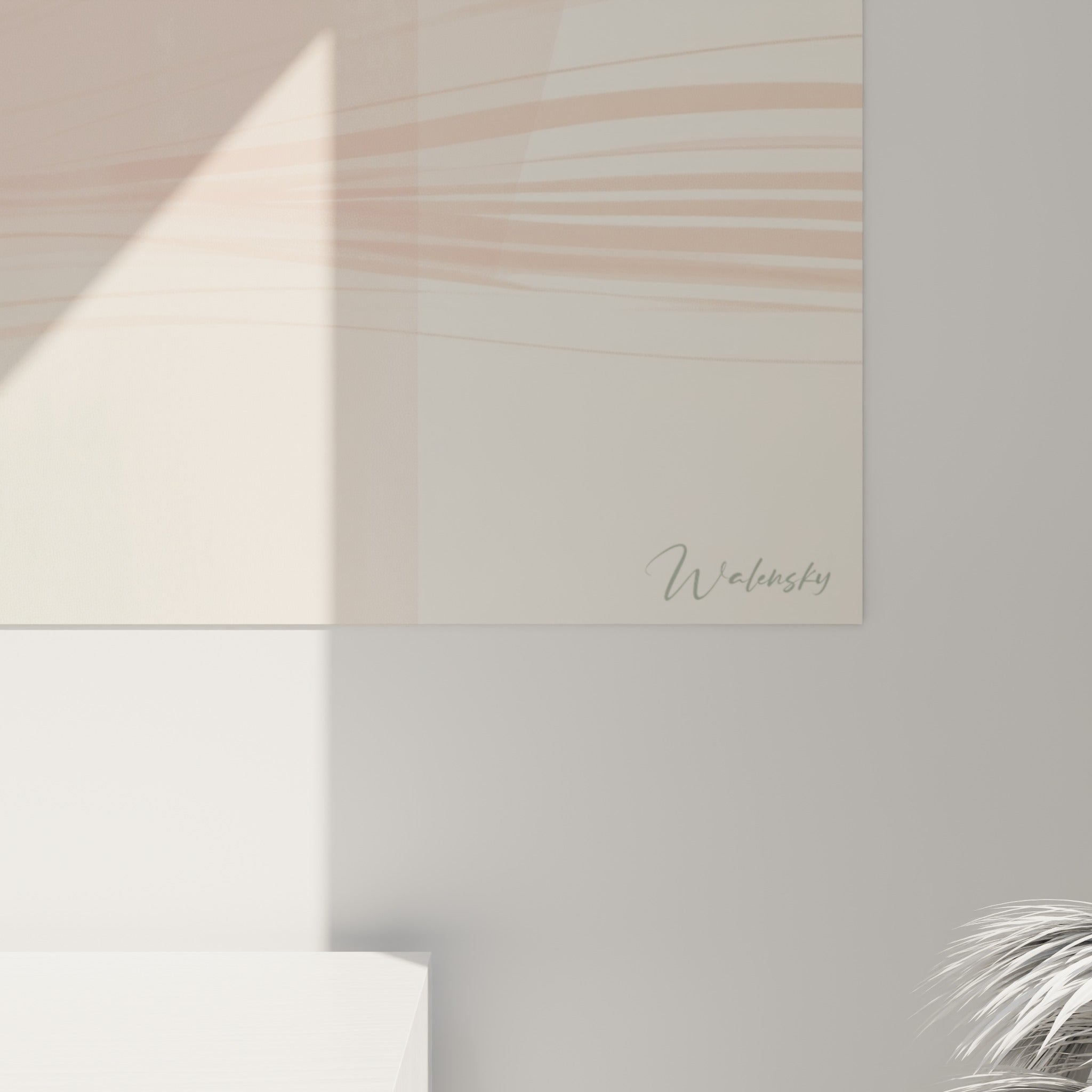 Reflet du canard vert sur l'eau rose saumon révélant les touches délicates de l'aquarelle