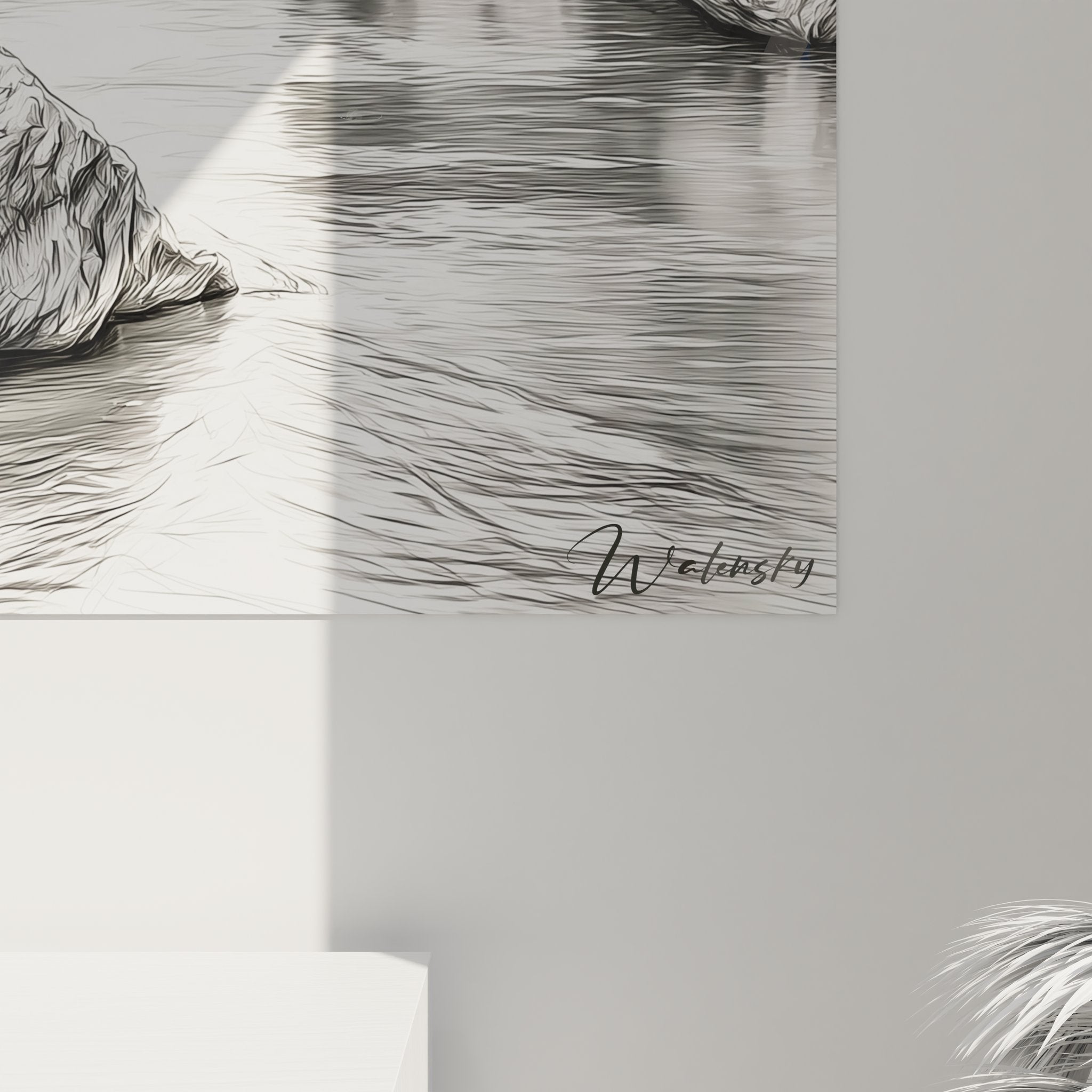 Vue ensemble tableau mural gorges rocheuses format vertical avec cadre élégant pour décoration moderne