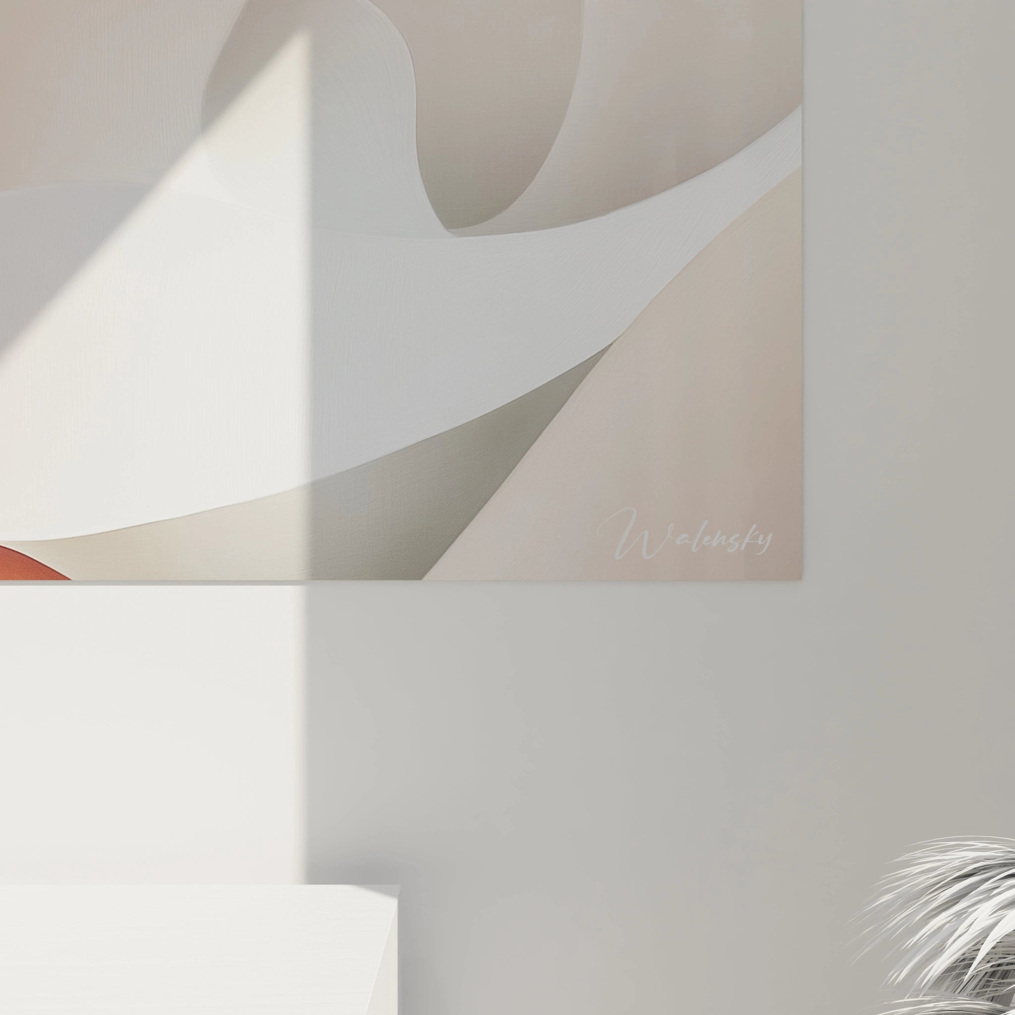 Tableau moderne abstrait de Walensky avec des formes fluides et des tons neutres pour une décoration contemporaine