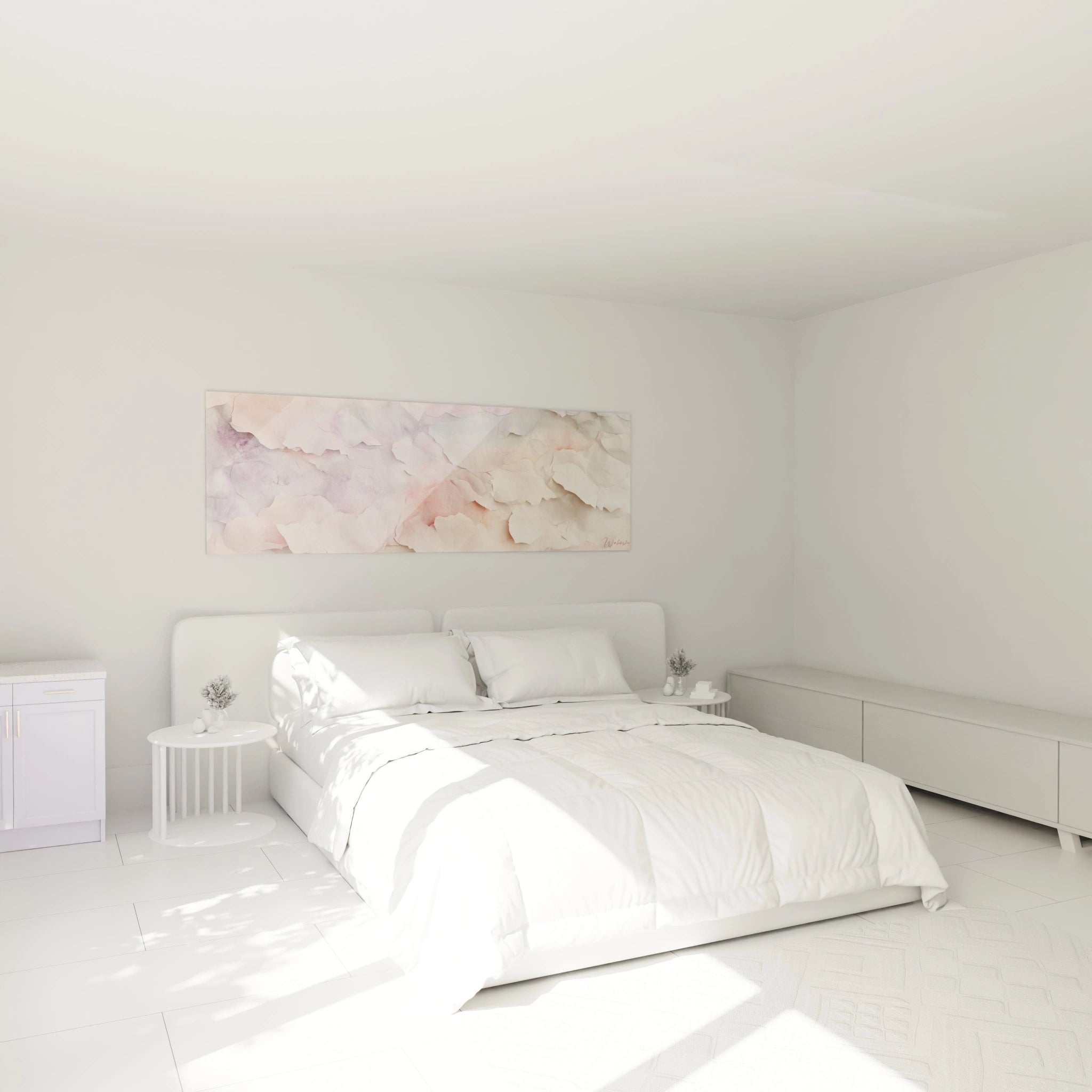 Tableau texturé abstrait Walensky aux teintes douces pour une décoration moderne de chambre