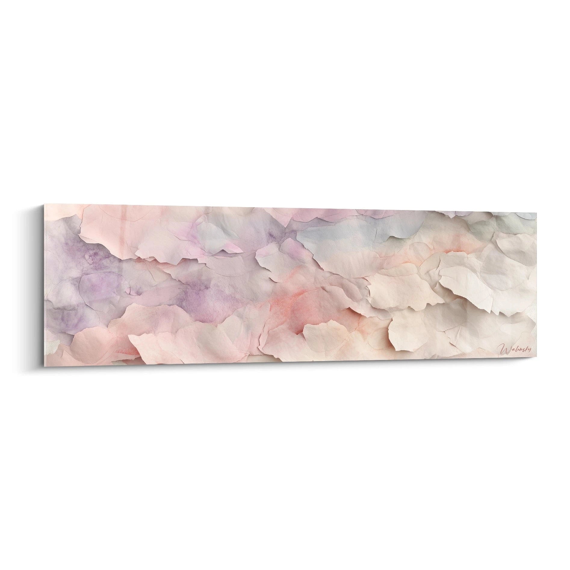 Tableau texturé abstrait de Walensky avec des nuances douces de rose et violet
