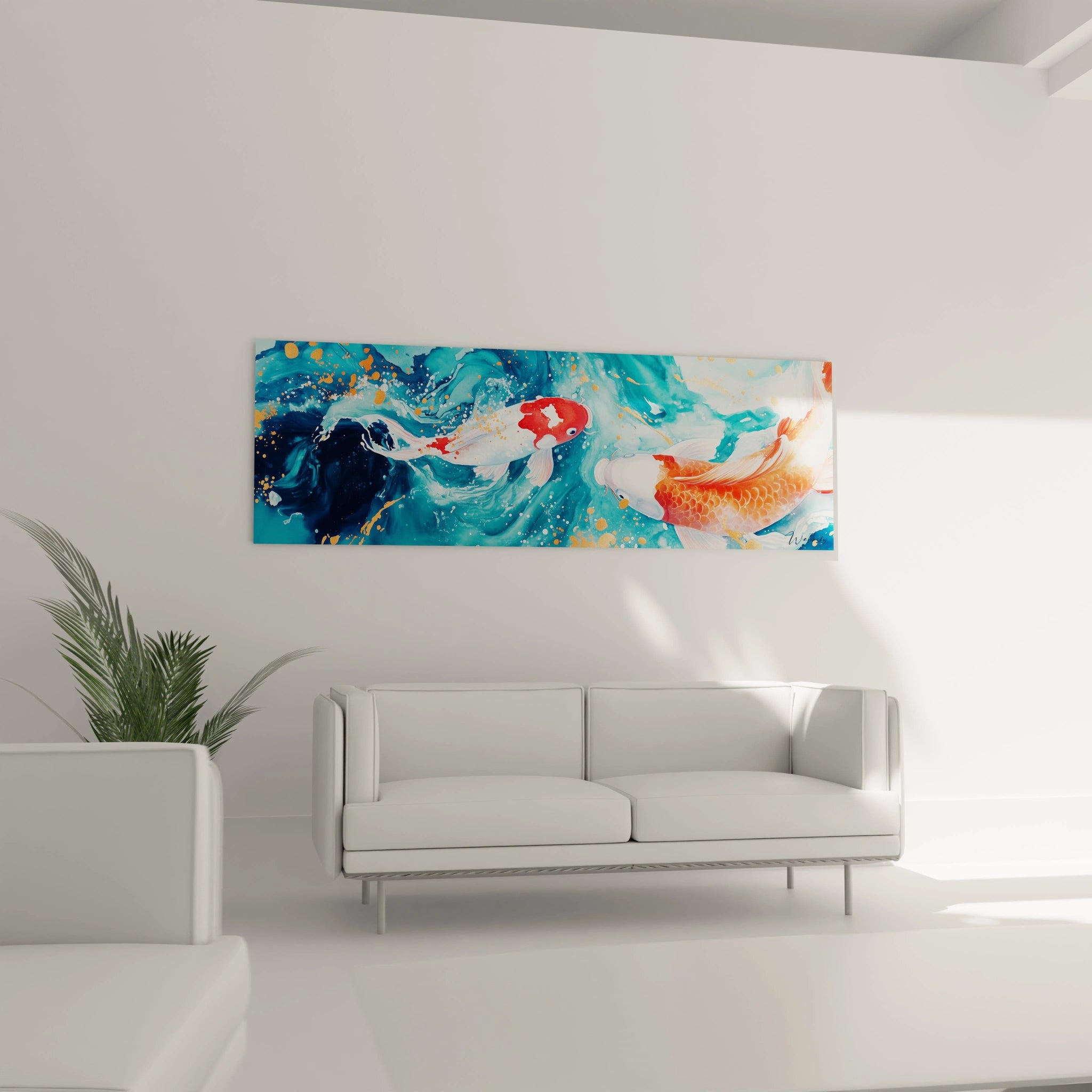 Tableau de carpes koi colorées de Walensky, idéal pour embellir votre intérieur moderne