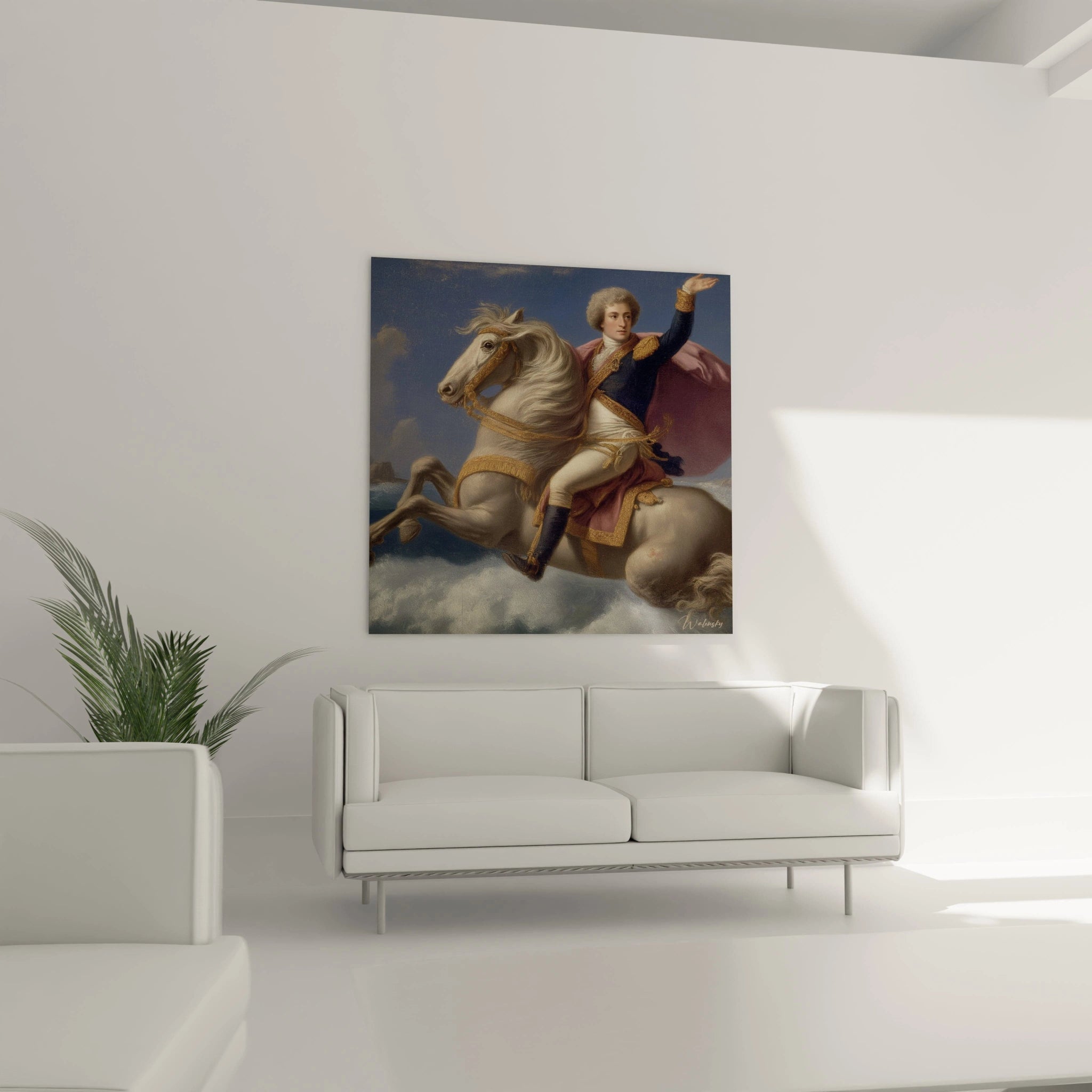 Tableau mural Walensky montrant un cavalier equestre sur cheval dans un tableau cavalier néo classique pour decor salon élégant
