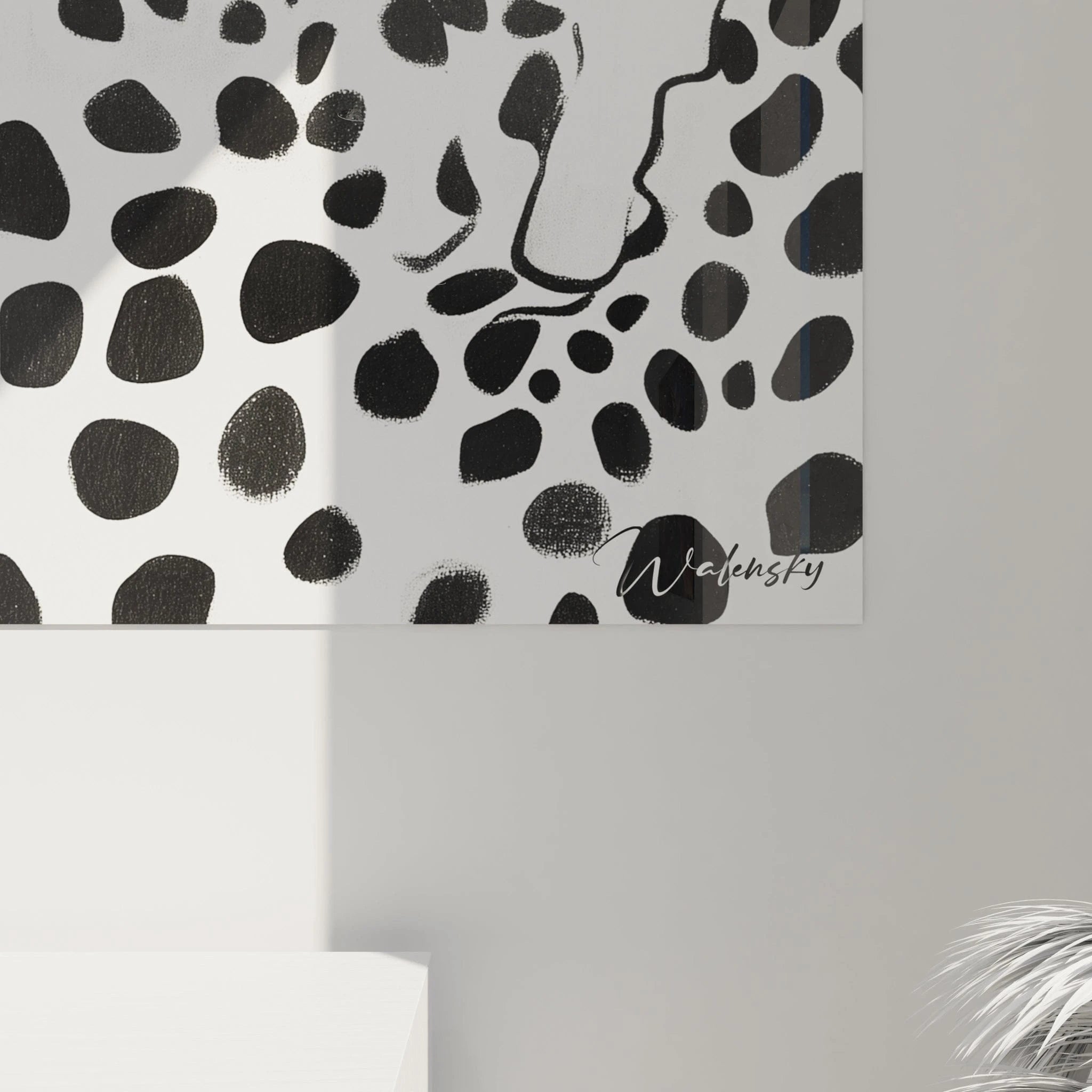 Tableau tacheté noir et blanc de Walensky avec des motifs modernes pour la décoration intérieure