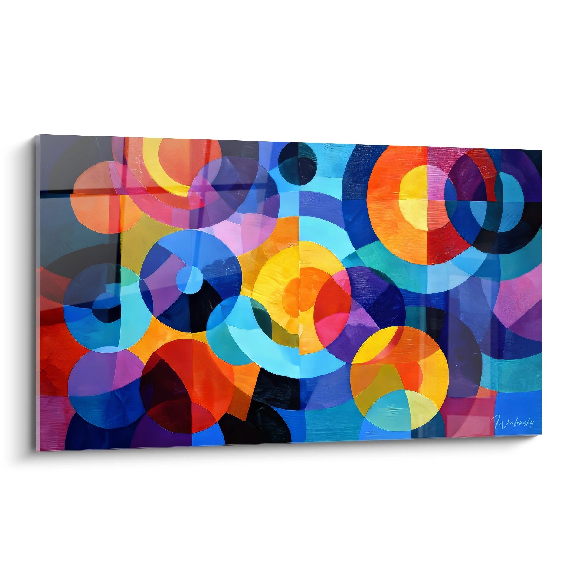 Tableau mural cercles colorés superposés style géométrique abstrait moderne décoration design