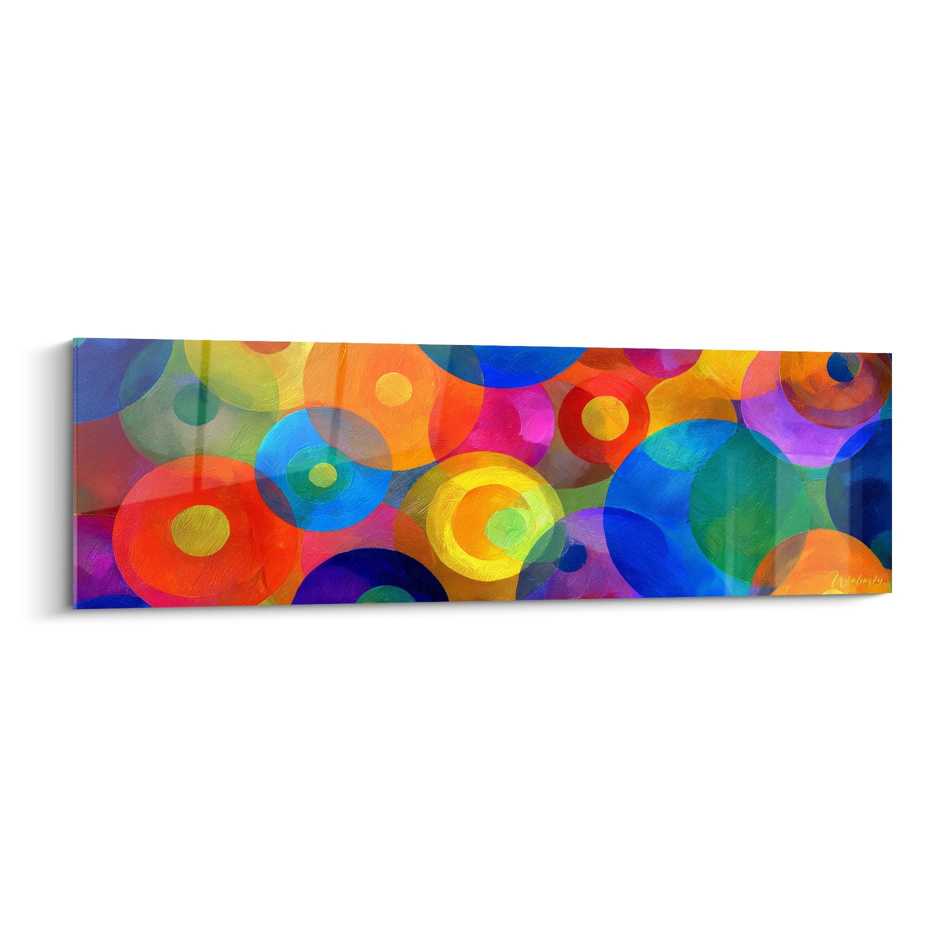 Tableau mural cercles colorés superposés art géométrique abstrait décoration moderne