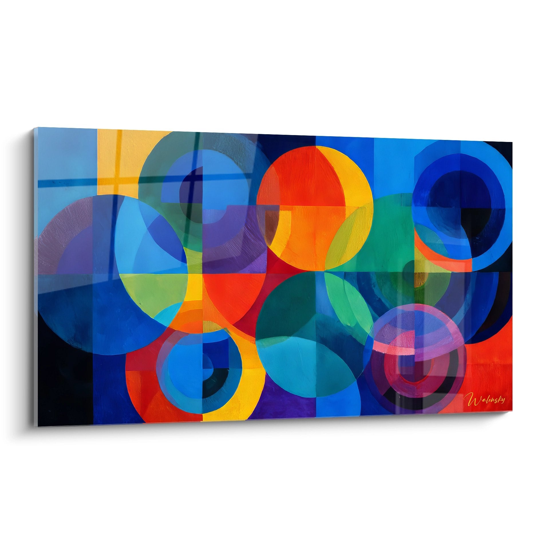 Tableau mural cercles colorés superposés art géométrique abstrait moderne décoration contemporaine