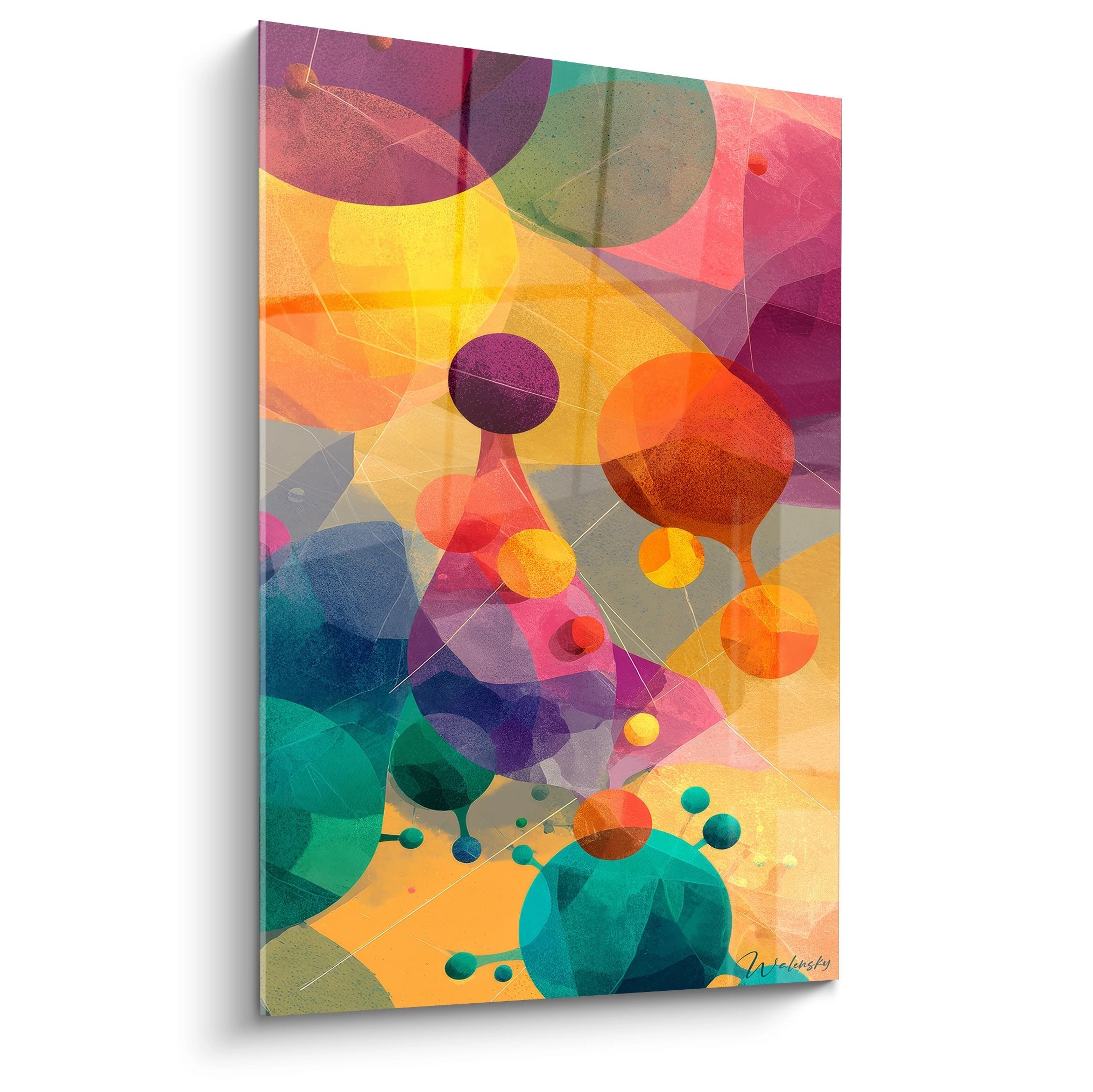 Tableau mural cercles colorés translucides art géométrique abstrait décoration moderne