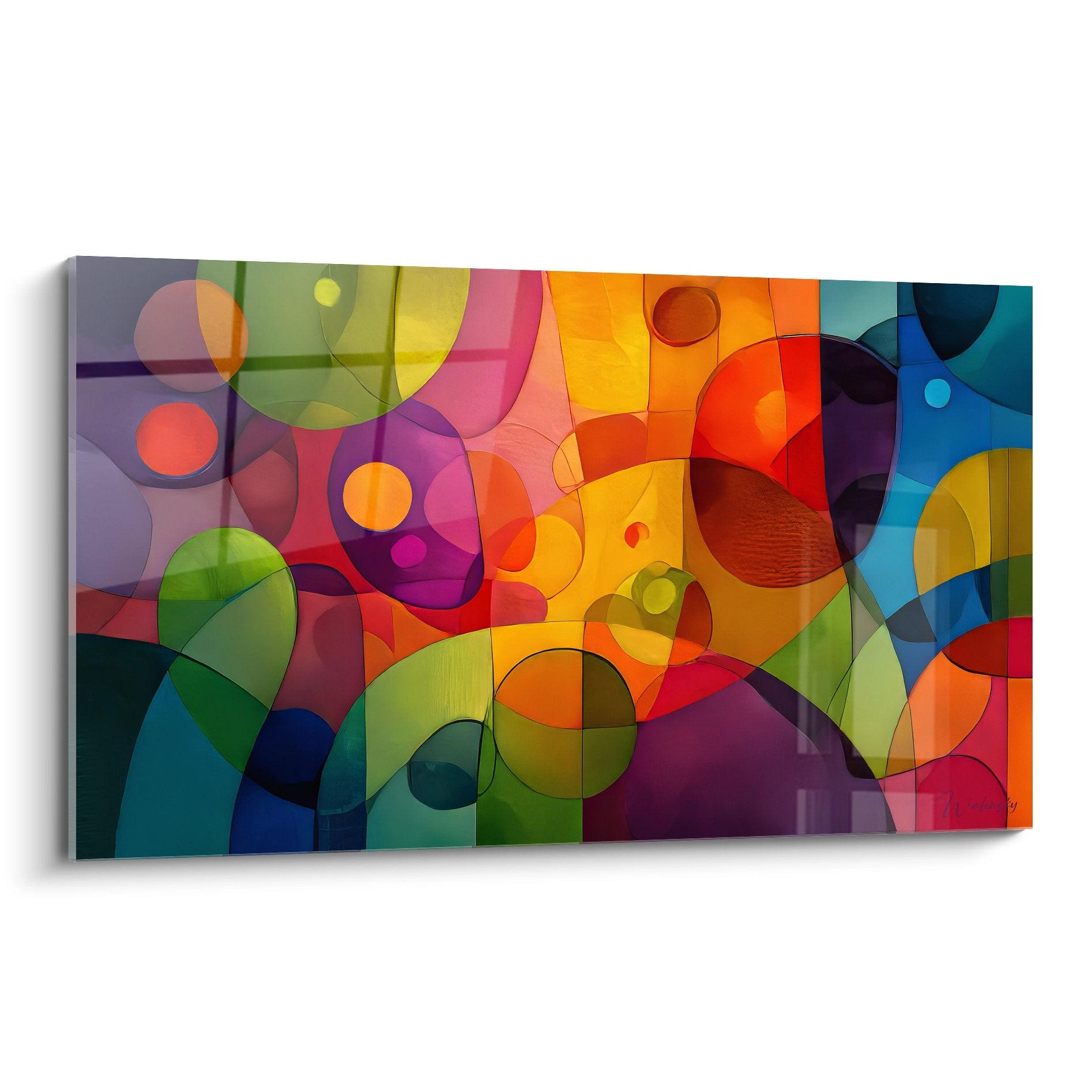 Tableau mural cercles colorés transparents art géométrique abstrait moderne décoration