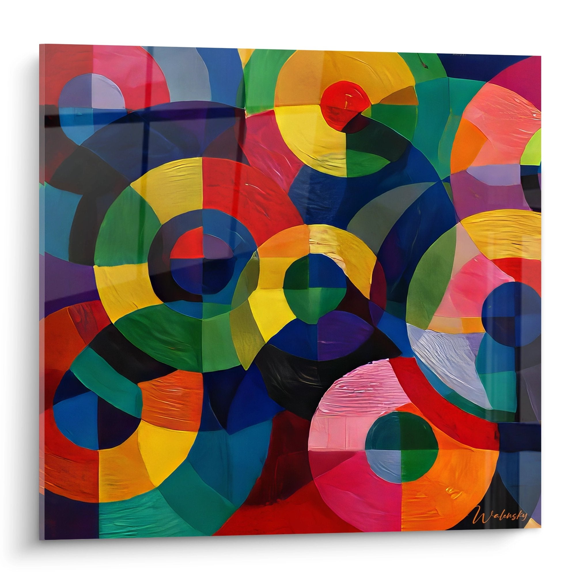 Tableau cercles concentriques multicolores art géométrique abstrait moderne décoration murale Walensky