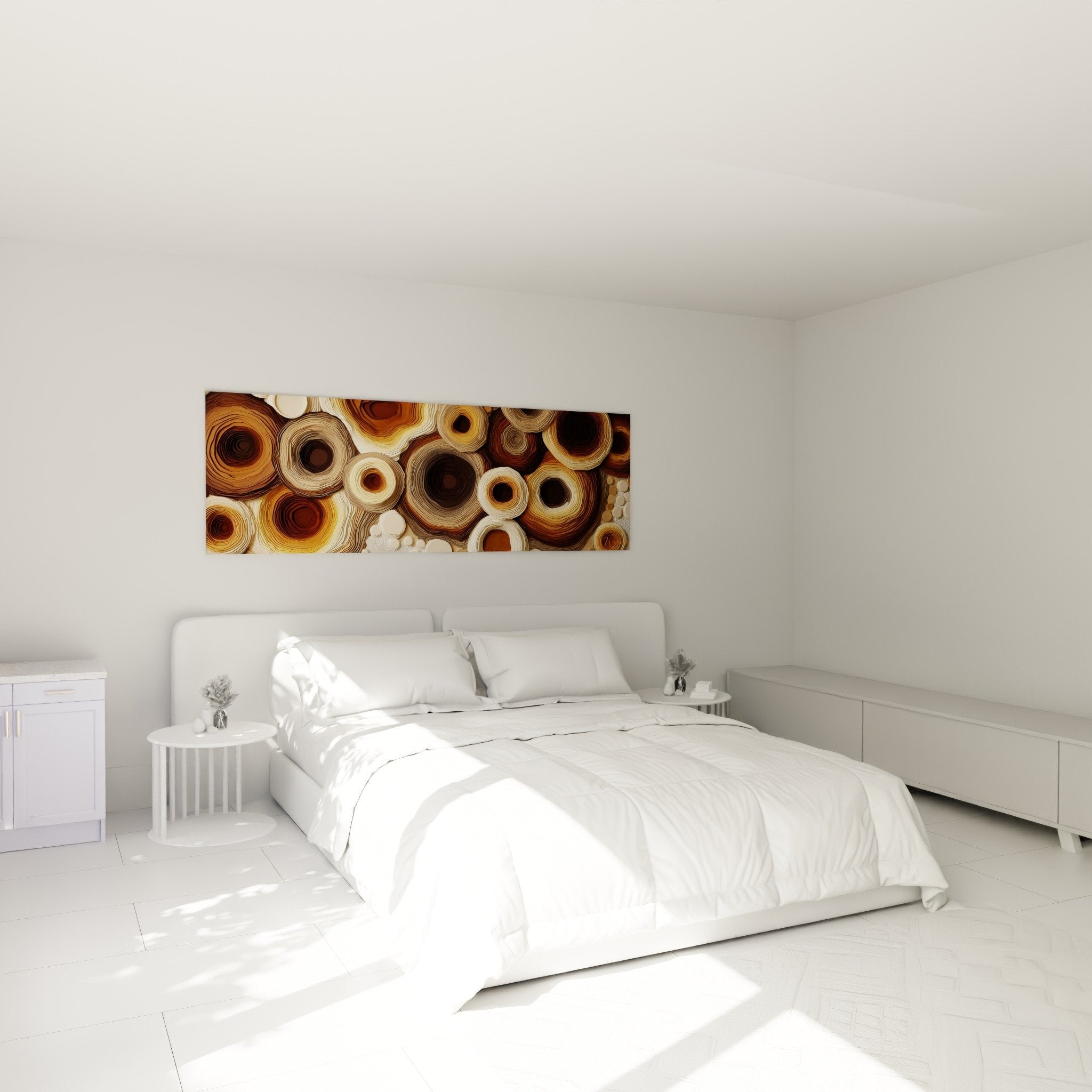 Tableau cercles marron beige dans chambre ambiance apaisante decoration zen